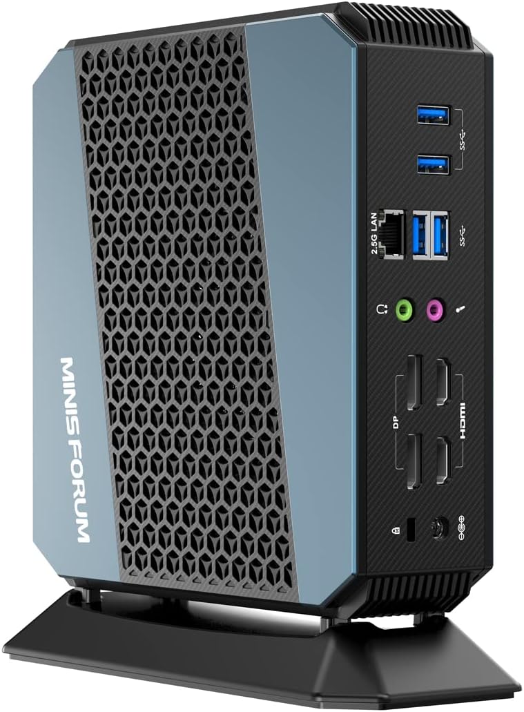 MINISFORUM EliteMini HX90 Mini PC AMD Ryzen 9 5900HX Desktop Computer, DDR4 32GB+512GB SSD, 2.5Gbps LAN, 2X HDMI & 2X DP 4K@60Hz Outputs, 2X HDD Slot, 5X USB, AMD Radeon Graphics Tower PC