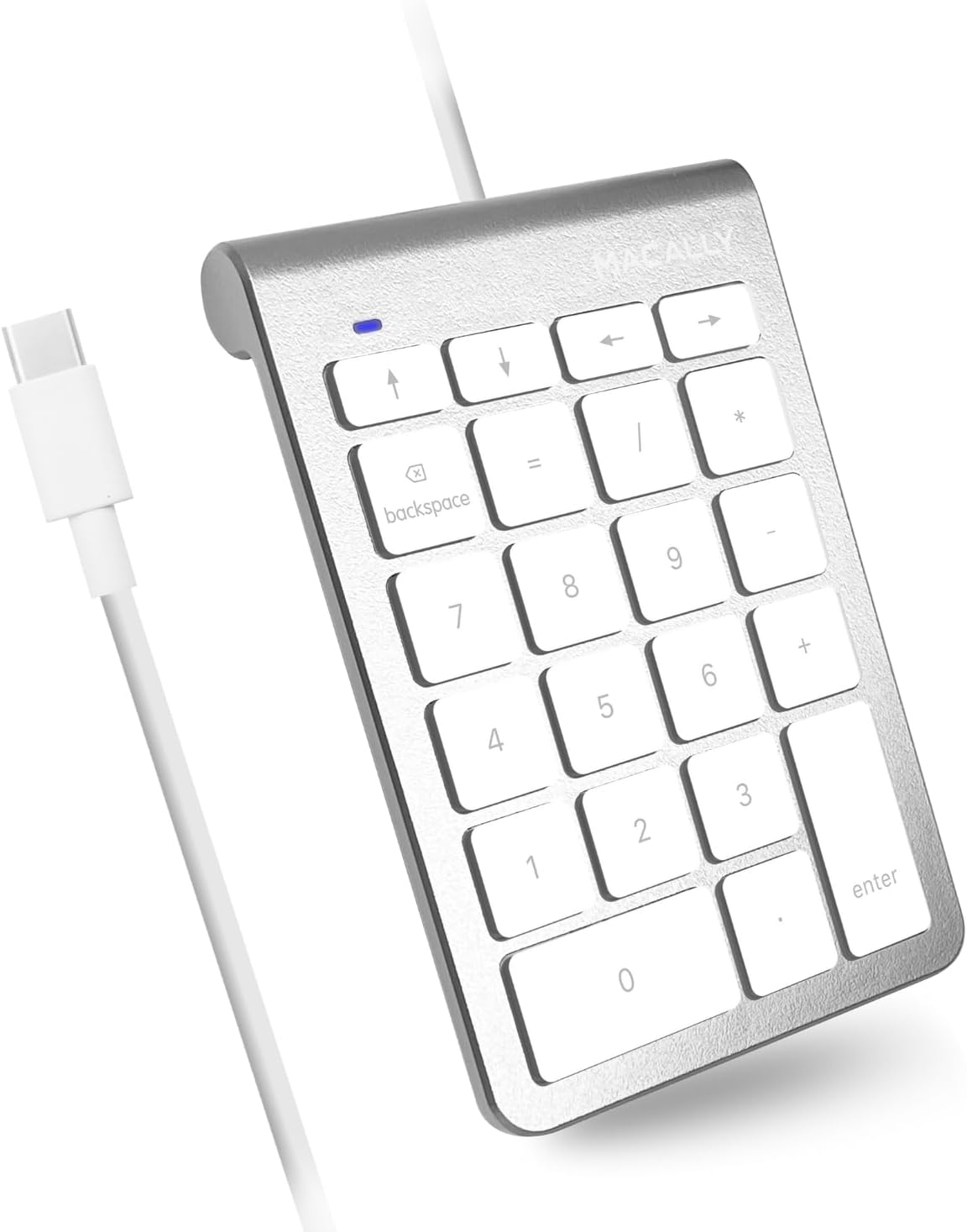 Macally Wired USB C Number Pad Keyboard – Type C Numeric Keypad for Laptop, Apple Mac iMac MacBook Pro/Air, iPad, Windows PC, or Desktop Computer – 10 Key USB Keypad Numpad with 5 Foot Cable