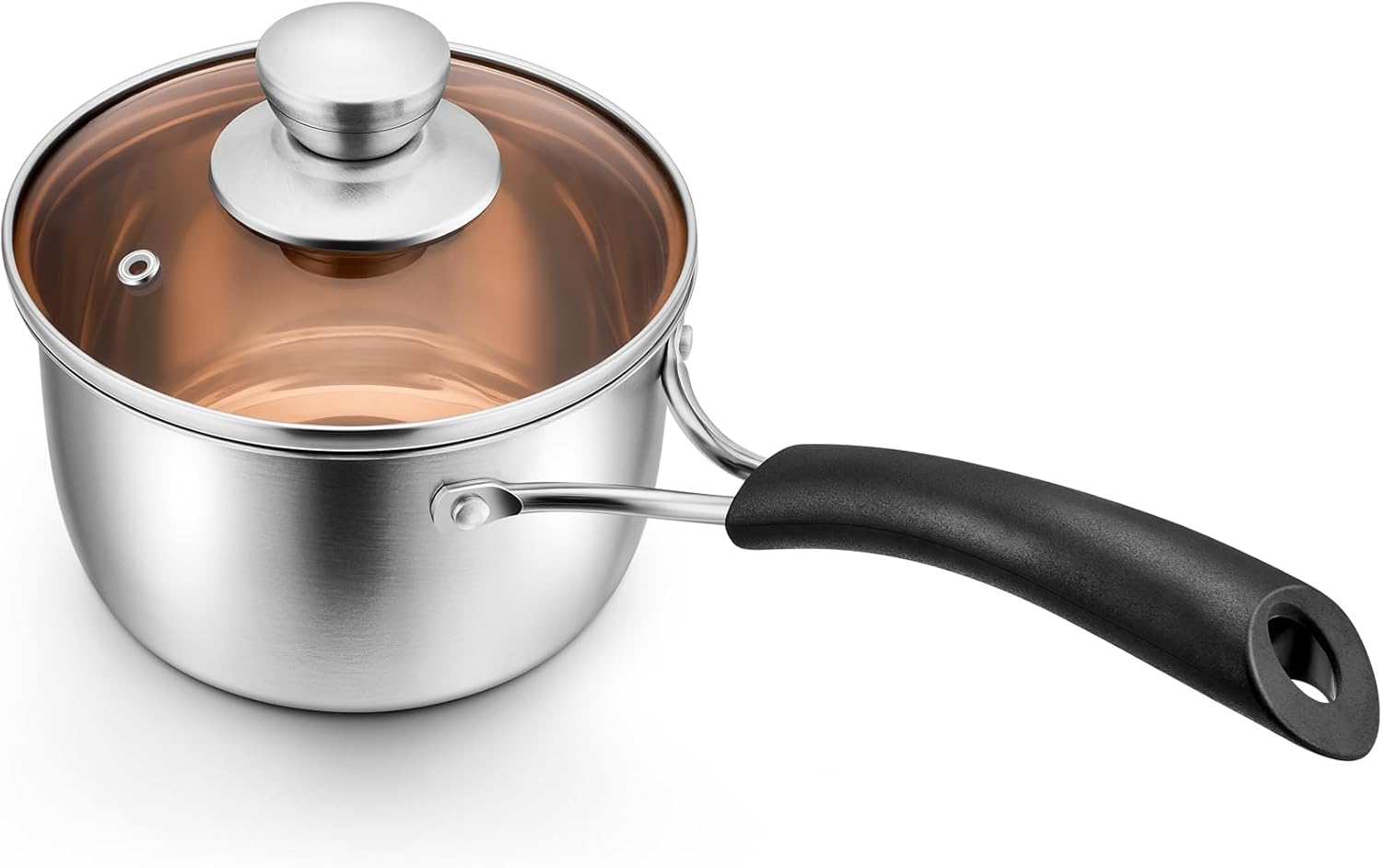 P&P CHEF 1 Quart Saucepan, Stainless Steel Saucepan with Lid, Small Sauce Pan for Home Kitchen Restaurant Cooking, Easy Clean and Dishwasher Safe