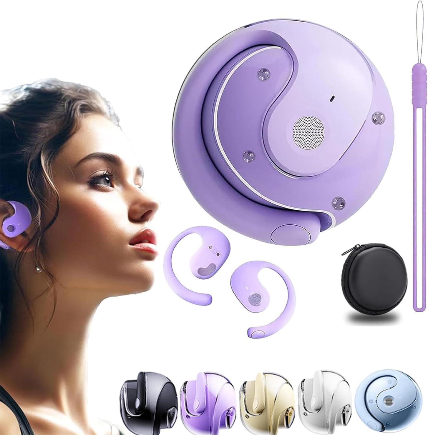 Hy-T26 Pro Wireless Bluetooth Translation Earbuds, T26 Pro Wireless Bluetooth Translation Earbuds, Hy-T26 Pro Language Translator, Supports 144 Languages, Portable Translator Device (Purple)