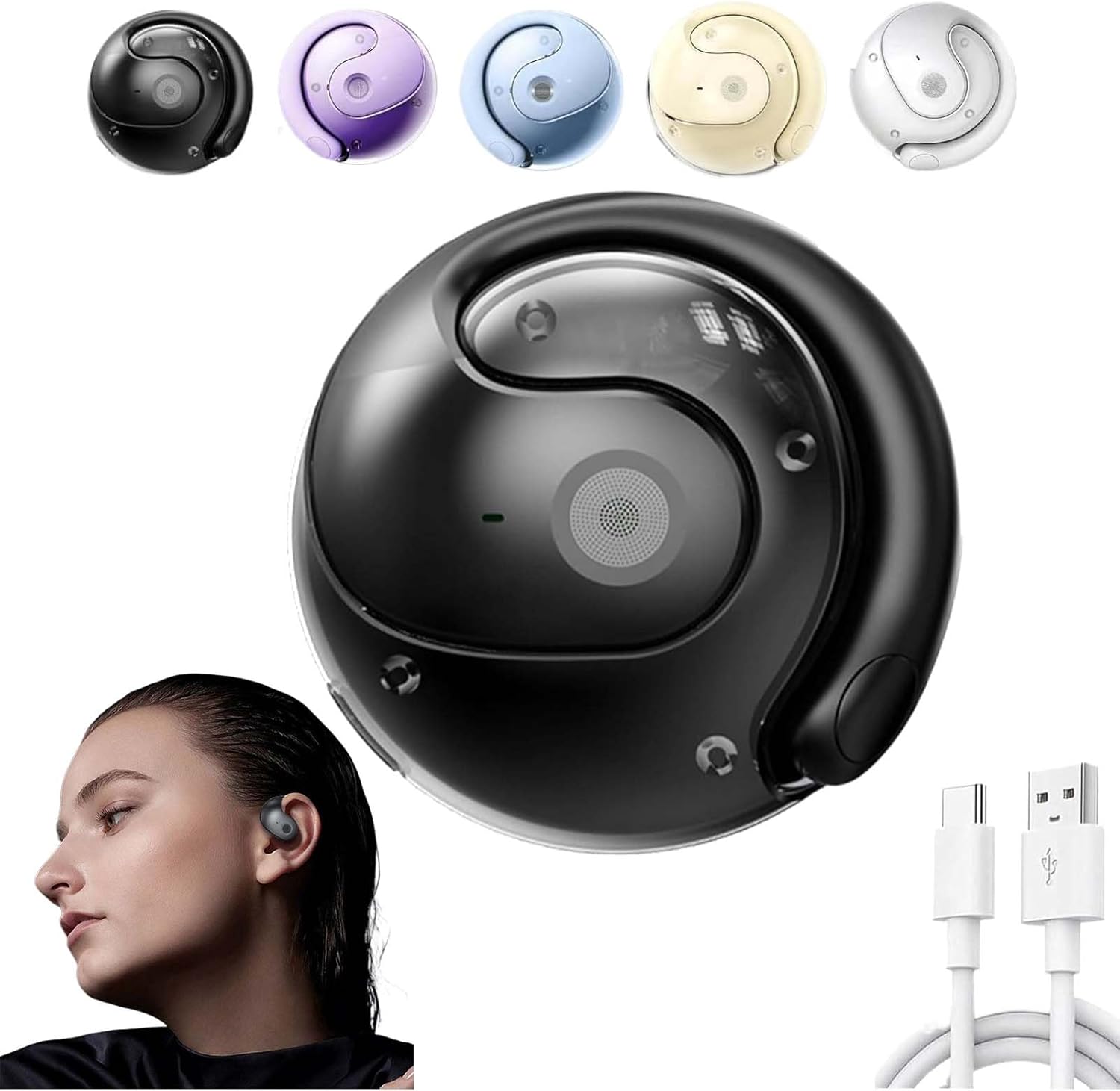 Hy-T26 Pro Wireless Bluetooth Translation Earbuds，Ai Translation Wireless Bluetooth5.4 Earphones，Breezelly Translator (Small Yerba Ball Black Translation)