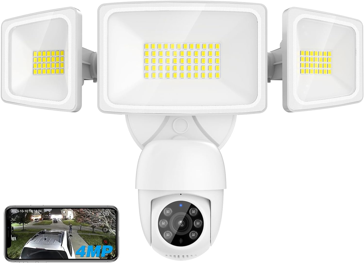 Onforu Floodlight Camera Outdoor, 2K Smart Home Security Camera, Al Detection & Auto Tracking with 340° Pan and Tilt, 55W 5500LM Flood Light Cam Wired, Color Night Vision, 2-Way Audio, WiFi/Cloud/SD