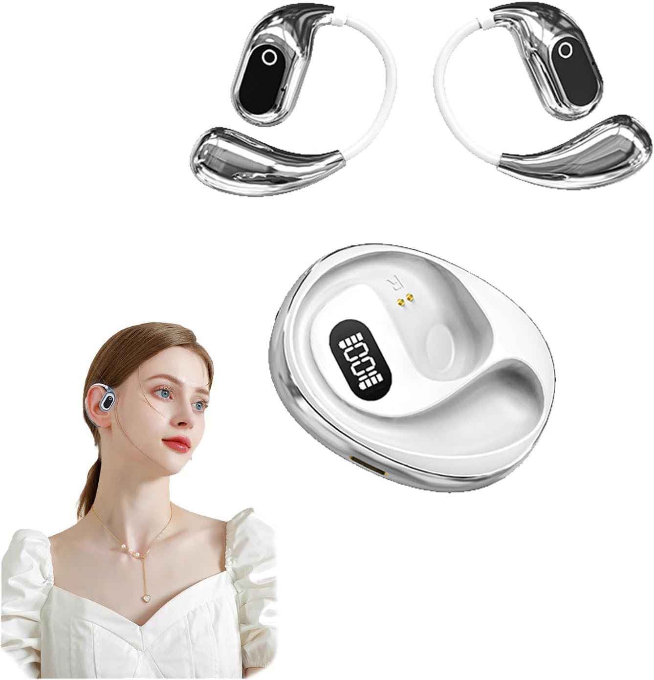 Peachloft – Peachloft Translator,peachloft Translator Earbuds,Multi-Language Translator Earbuds 138 Languages & Accents,peachloft ai Translation Open Ear Earbuds (White)