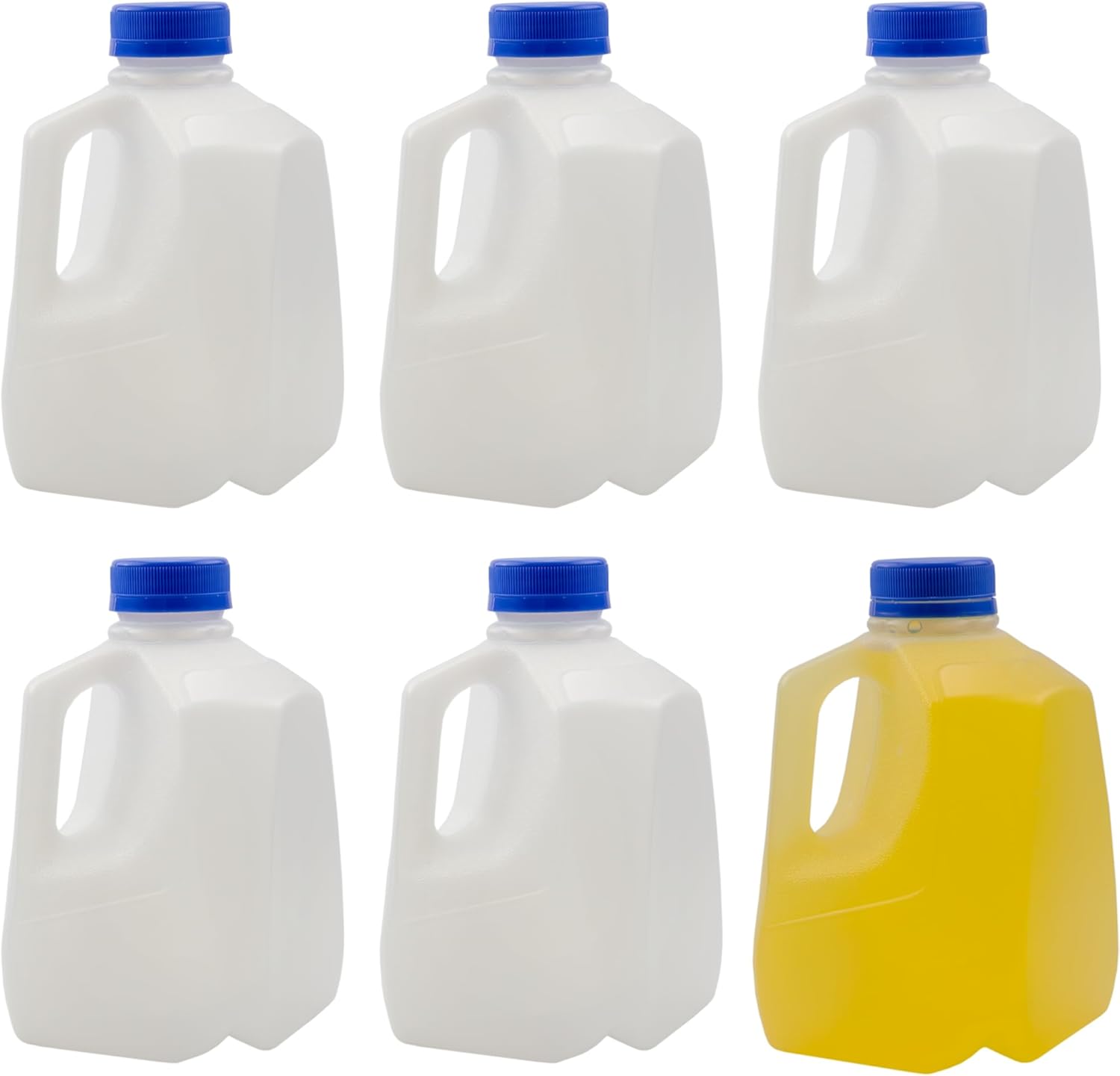 Cornucopia Brands 32oz Plastic Jugs (6-Pack); 1-Quart / 32-Ounce Bottles w/Caps for Juice, Water, Sports and Protein Drinks and Milk, BPA-Free