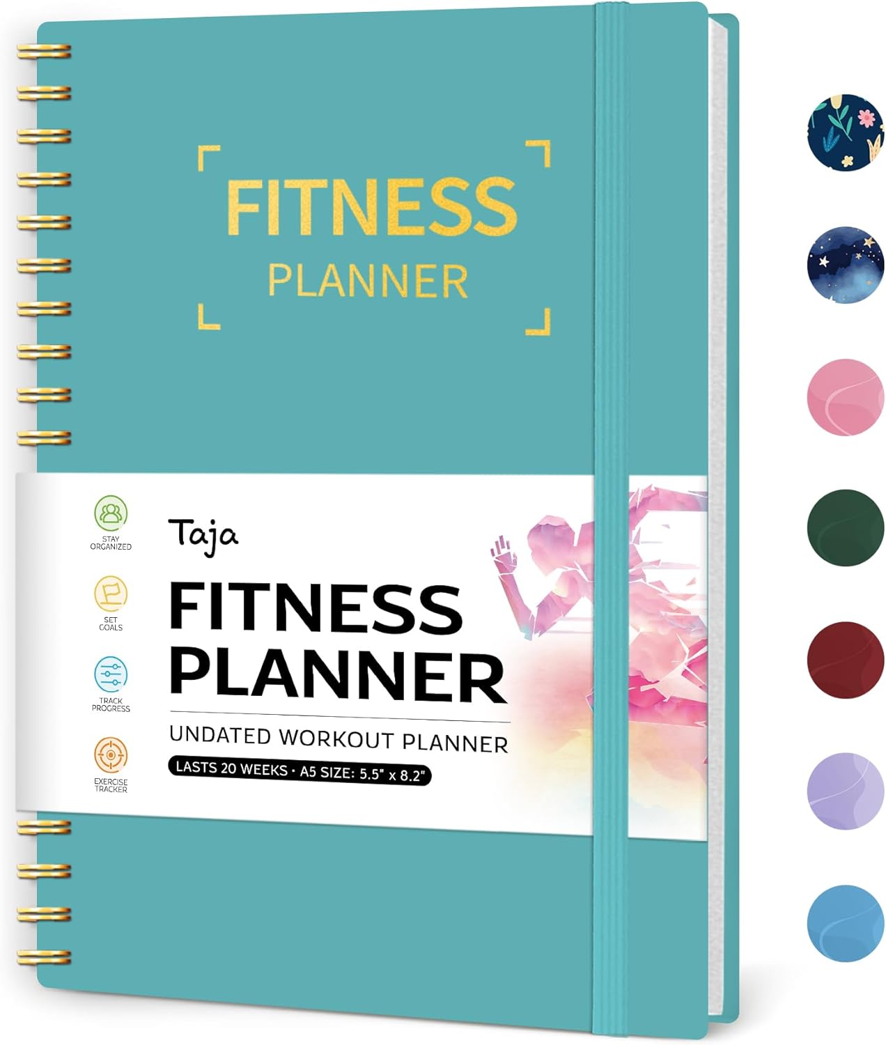 Fitness Workout Journal for Women & Men, A5(5.5″ x 8.2″) Workout Log Book Planner for Tracking, Progress, and Achieving Your Wellness Goals-Blue