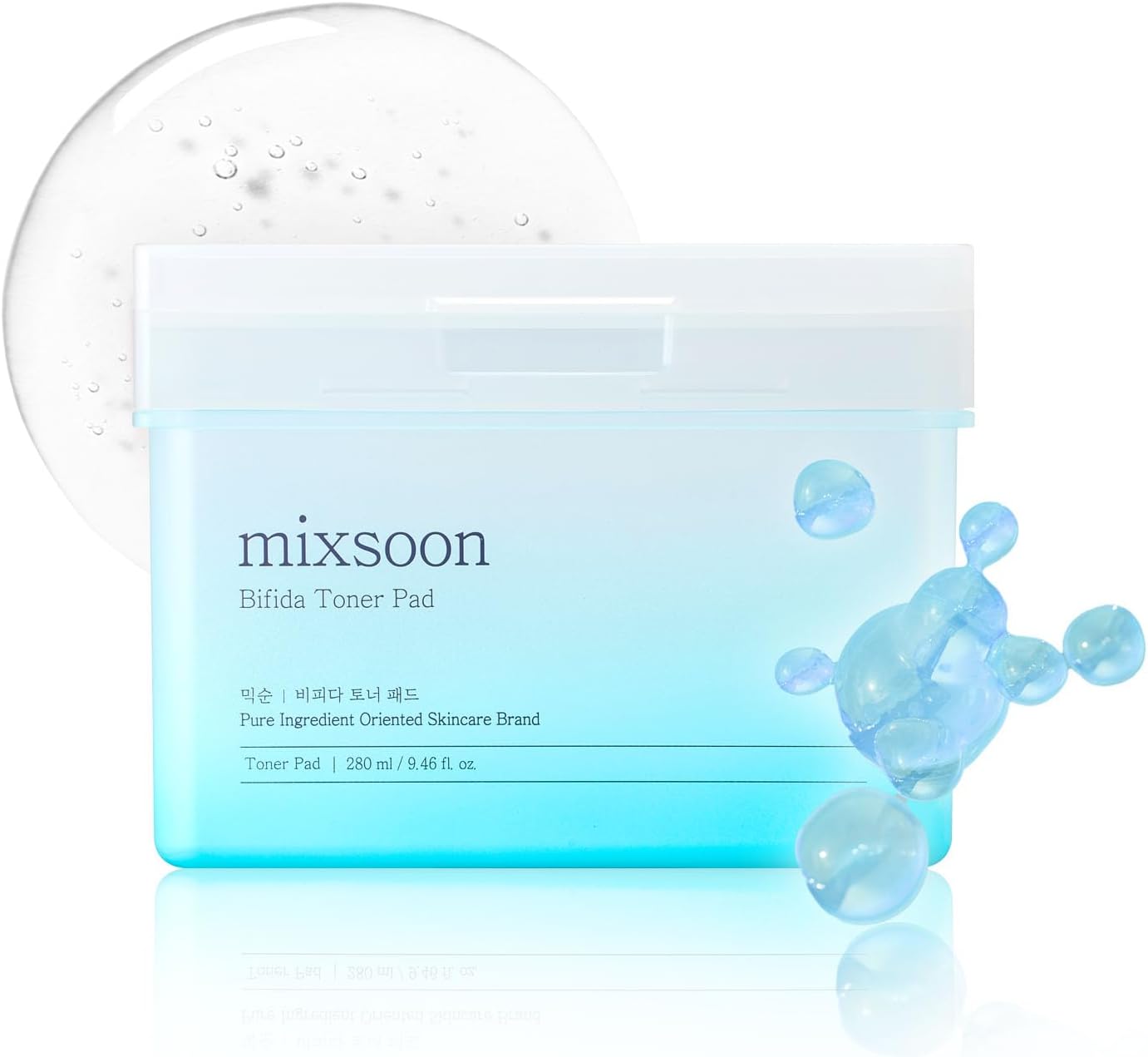 mixsoon Bifida Toner Pad,Moisture Barrier, Bifida Ferment Lysate, Rayon Sponge Pad (280ml/9.46fl.oz/120 Sheets)