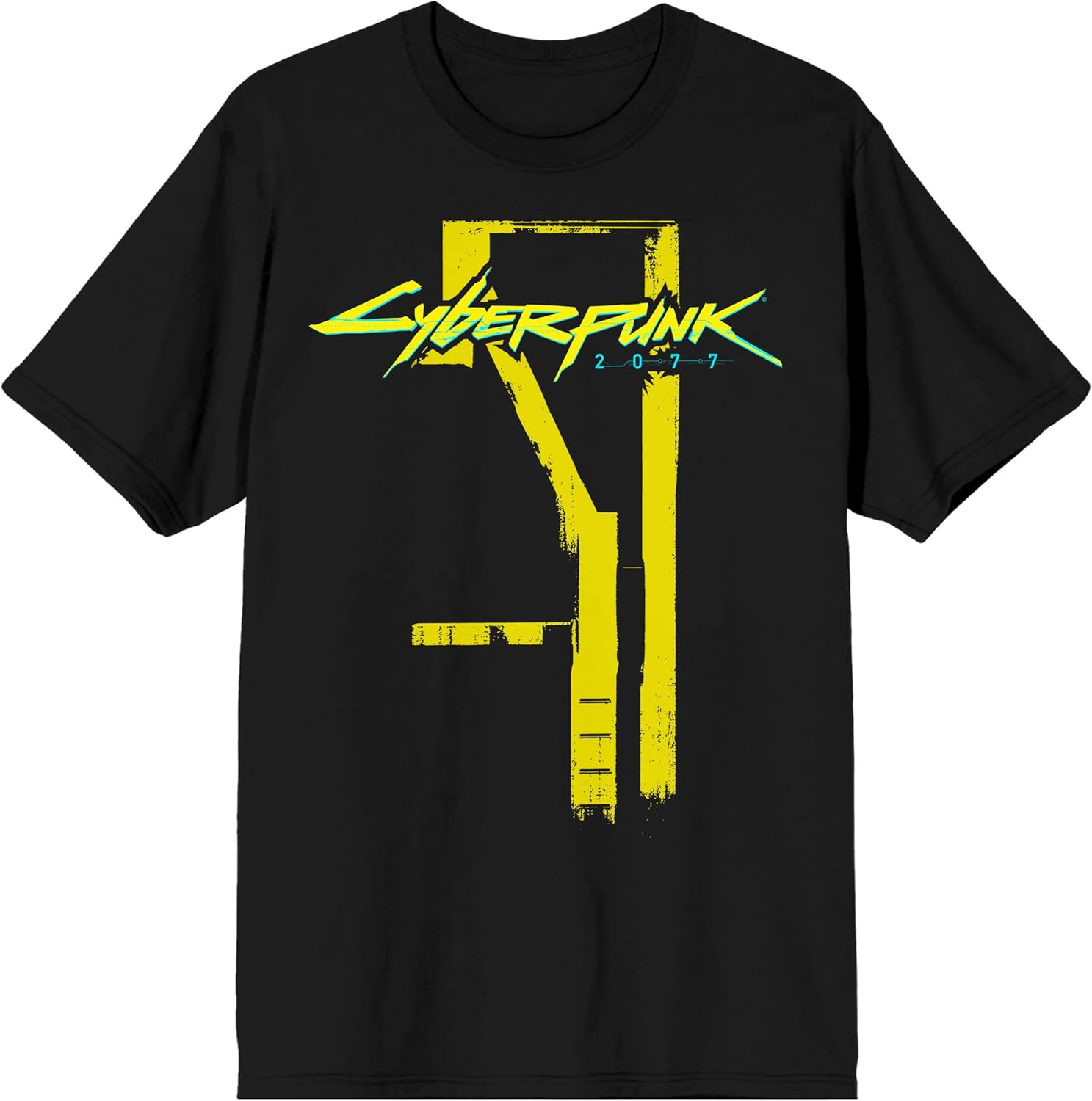 Bioworld Cyberpunk 2077 Building Paint Logo Men’s Black T-Shirt