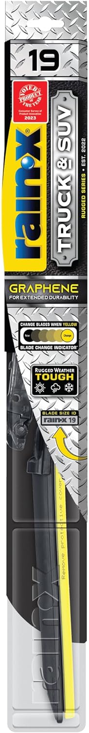 Rain-X 870119 Truck & SUV Rugged Series Premium Wiper Blades, 19 Inch Windshield Wipers (Pack Of 1), Automotive Replacement Windshield Wiper Blades Engineered For All Driving Adventures