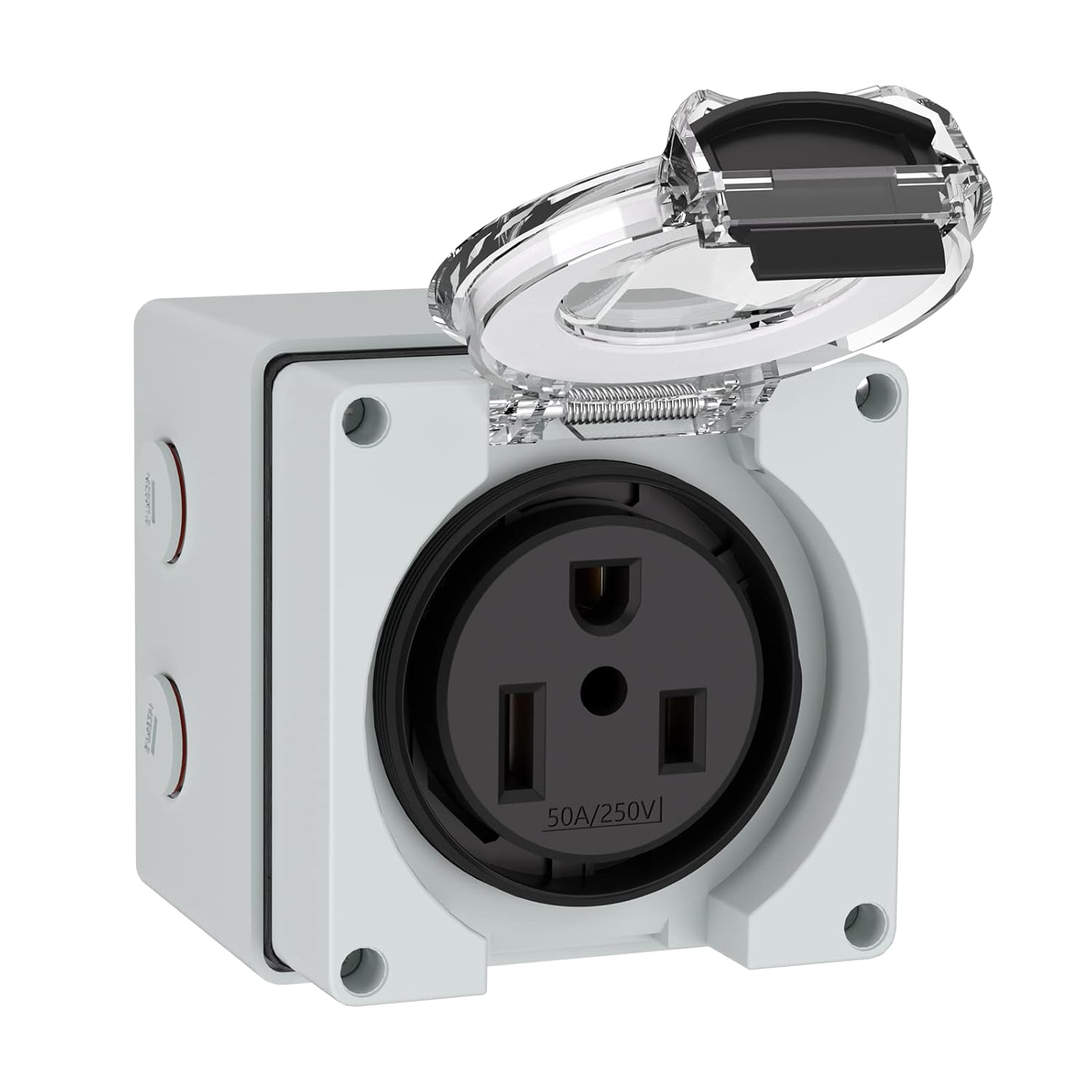 50Amp Power Outlet Box,250Volt NEMA 6-50R Receptacle Outdoor dustproof and Weatherproof for Electric Vehicles, generators, Welding Machines, etc.ETL Listed