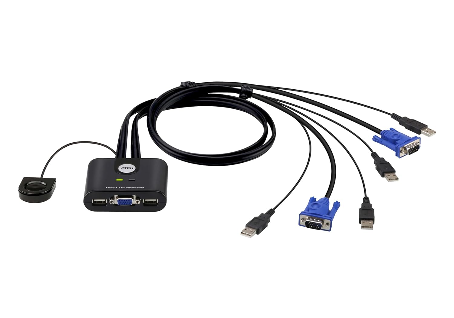 ATEN CS22U 2-Port USB VGA Cable KVM Switch with Remote Port Selector