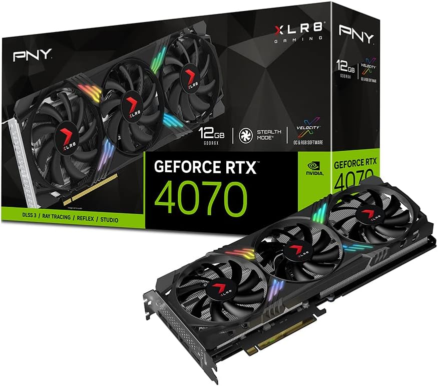 PNY GeForce RTX 4070 12GB XLR8 Gaming Verto Epic-X RGB Triple Fan Graphics Card DLSS 3