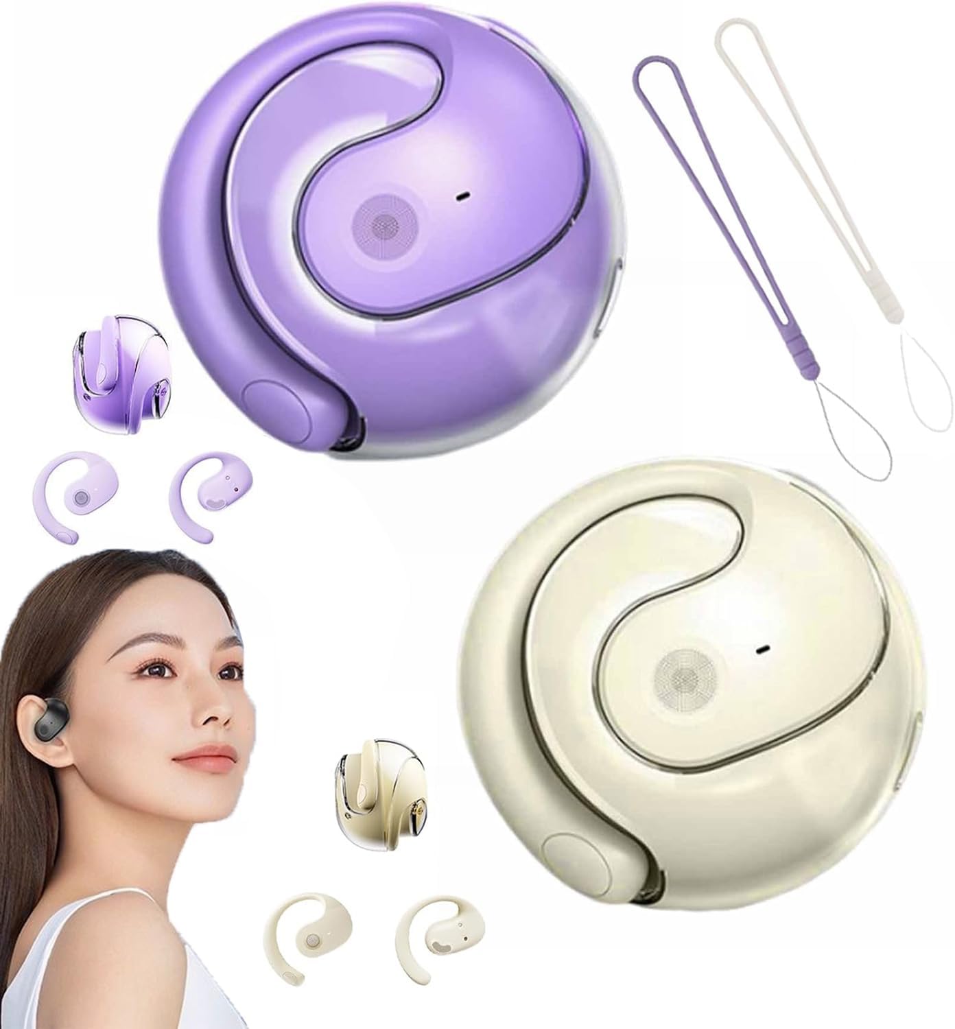 Hy-T26 X15 Pro Earphone Wireless Bluetooth,Ows Hanging Earphones 5.4 Bluetooth,Hy-T26 Earbuds Wireless Bluetooth,Hy-T26 Headphones, Sports Bluetooth 5.4 Out-of-Ear Earphone（Color:Purple+Skin Tone）