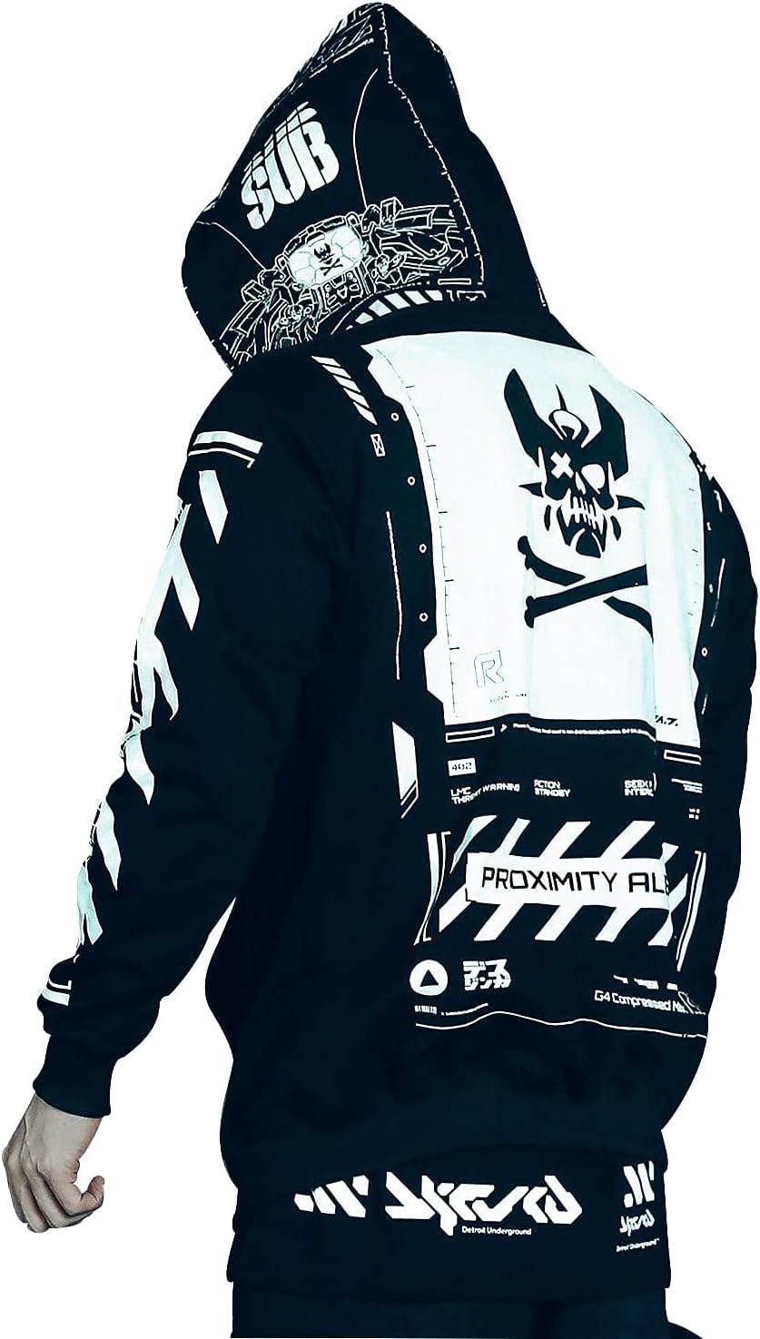 Niepce Inc Graphic Cyberpunk Zip Up Men’s Fashion Hoodies Sweatshirts