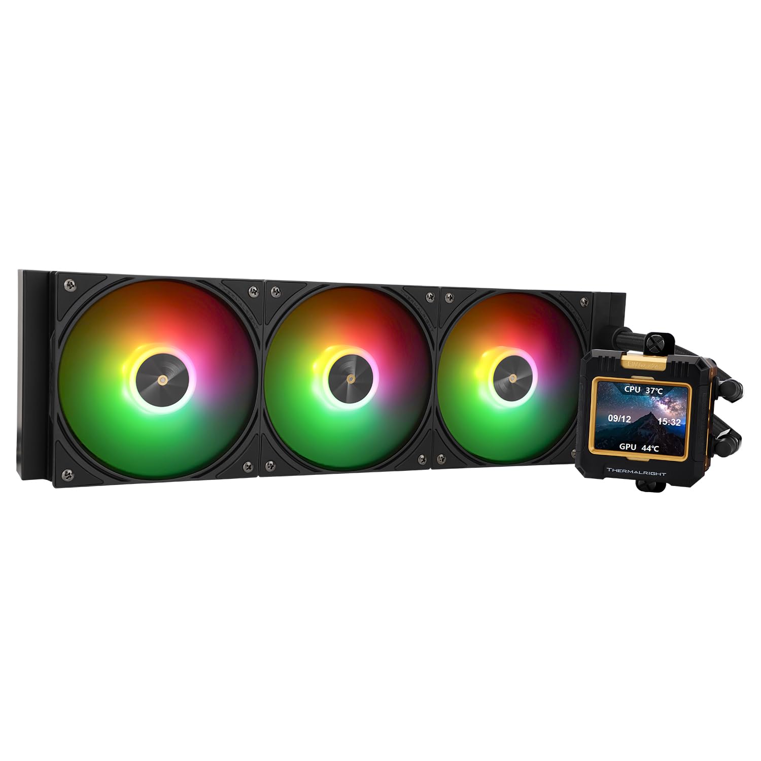 Thermalright FW360 Black ARGB CPU AIO Cooler,PC 360 Specification Water Cooler System,IPS LCD Screen with 320×240 Resolution,for AM5&Intel LGA1700/1851,CPU Cooler Comes with 2.4-inch LCD Display