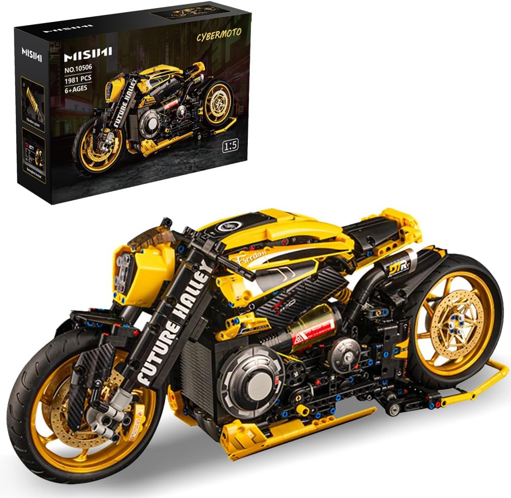 MISINI 10506 2077 Cyberpunk Motorcycle Toys Kit, 1: 5 Motorcycle Model Kit, Build a Cool Motorcycle kit for Adults and Children (1981 PCs)