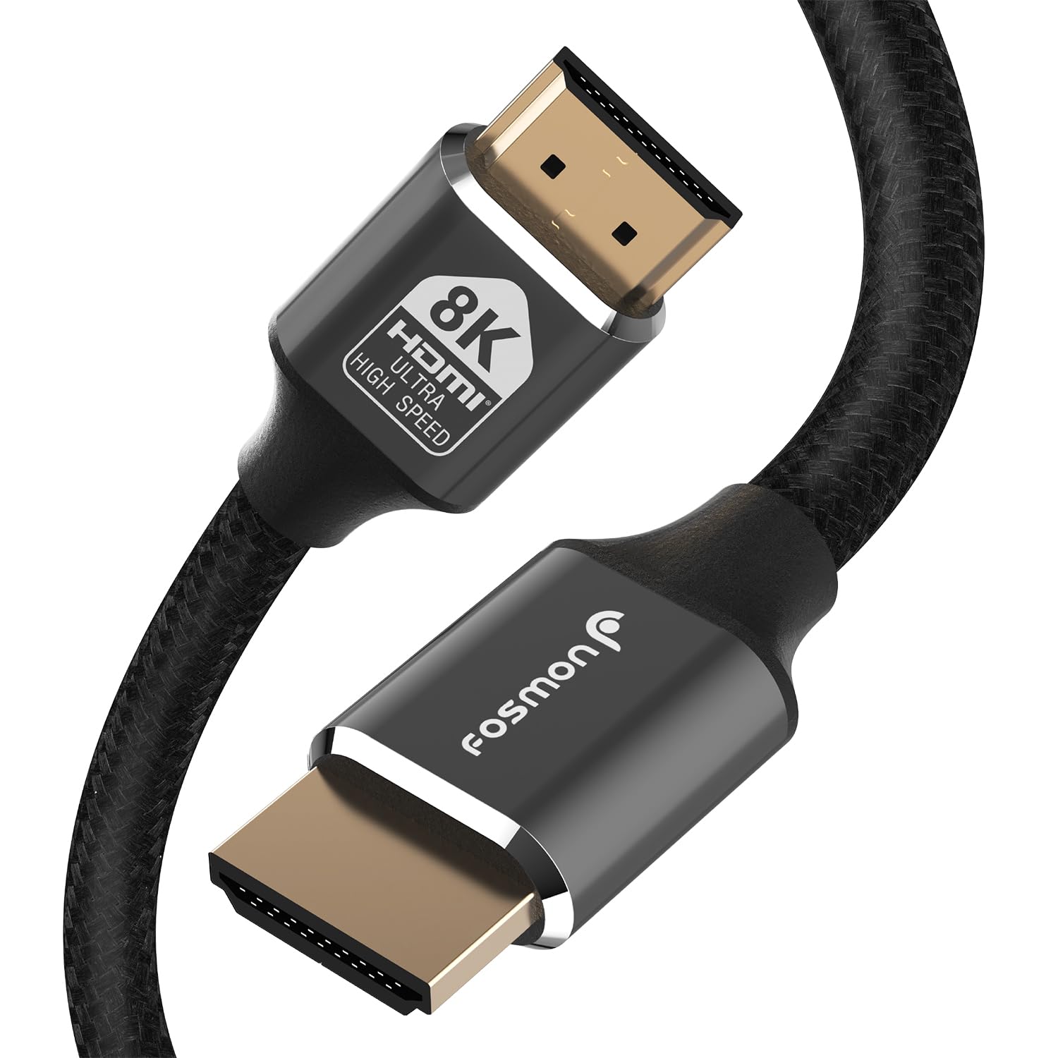 Fosmon HDMI 2.1 Cable 8K@60Hz 15ft, Premium Certified in-Wall CL3 Rated, 48Gbps Ultra High Speed, 4K@120Hz, Dynamic HDR, HDCP 2.3, 3D, eARC, 30AWG Cotton Braided Compatible with UHD TV Monitor & More