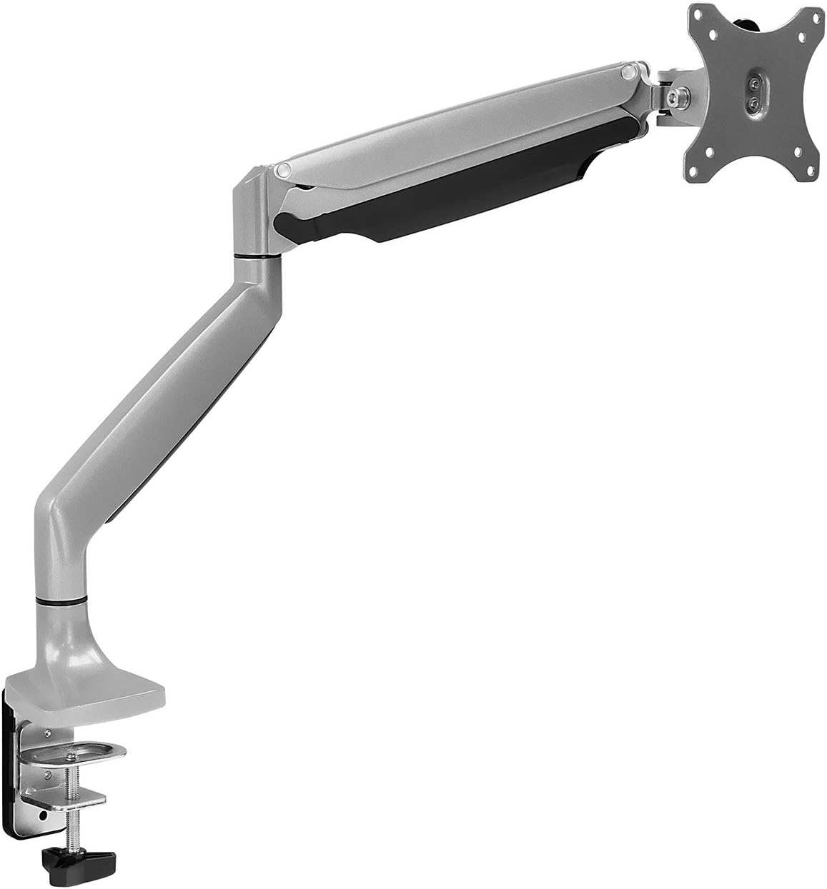 Mount-It! Single Monitor Arm Desk Mount | Gas Spring Monitor Arm | Full Motion Articulating Height Adjustable | Fits 21 22 23 24 27 30 32 Inch VESA Compatible Computer Screen | Clamp and Grommet Base