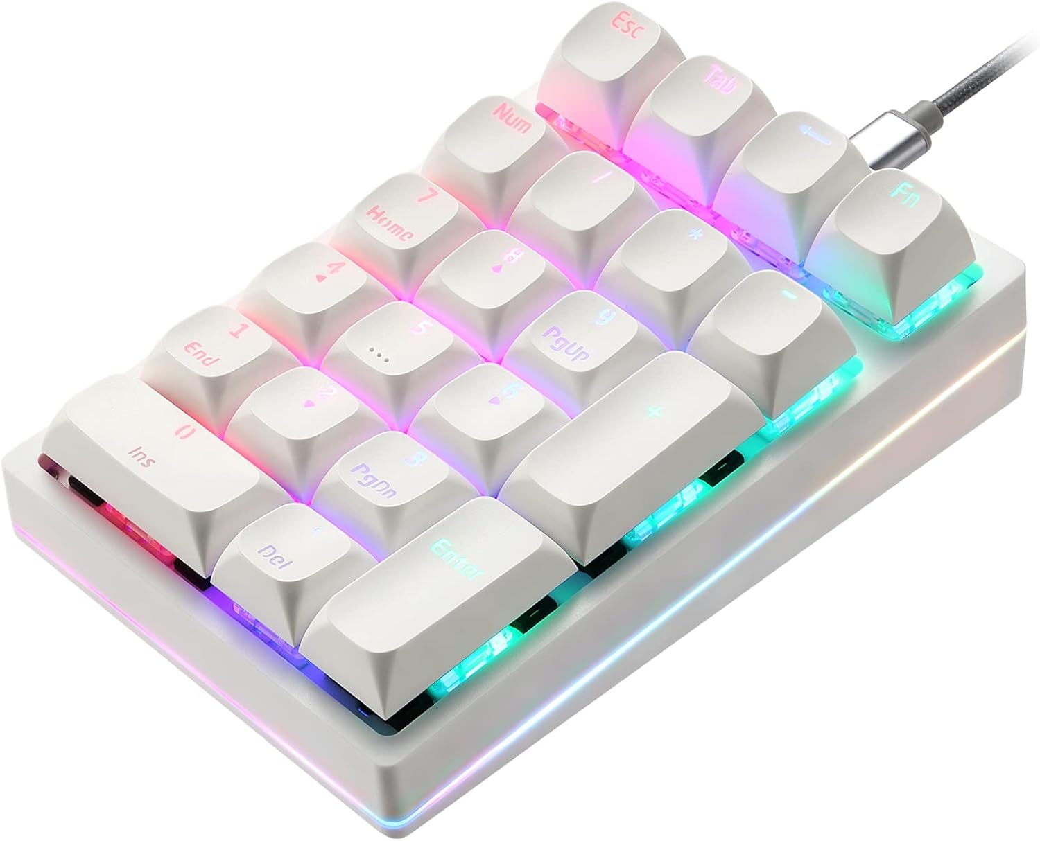 MOTOSPEED Mechanical Numeric Keypad Hot-Swap GATERON Switch Wired Gaming Keypad RGB Backlit PBT Keycap 21 Keys Mini Numpad Portable Keypad Extended Layout(Gateron Blue)