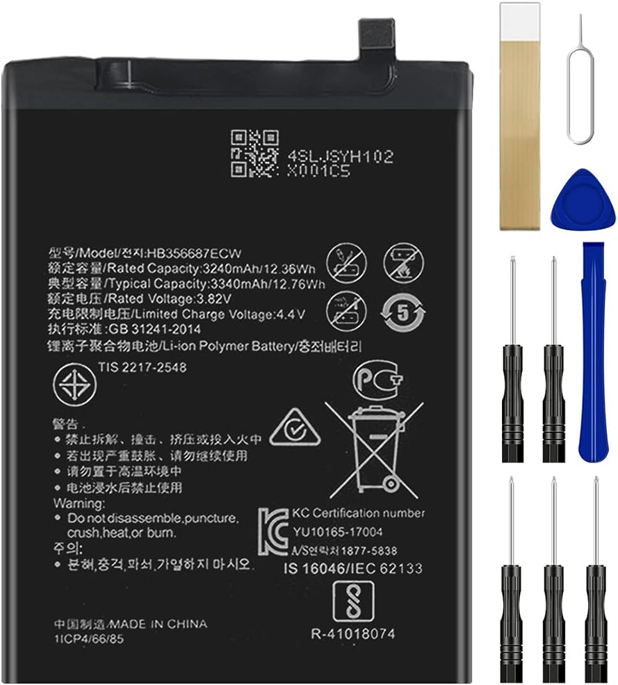 WUHAO Replacement Battery HB356687ECW for Huawei Mate 10 Lite RNE-L21 RNE-LX3 RNE-L03 RNE-L22 Battery with Adhesive Tape Tool Repair Kit