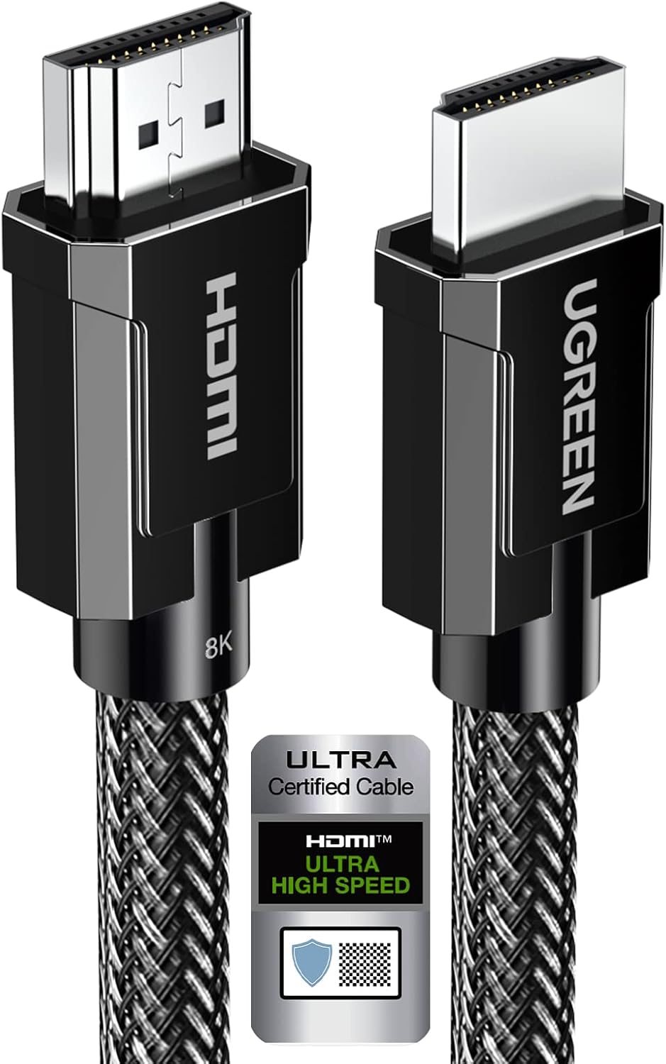 UGREEN 8K HDMI 2.1 Cable Certified 6.6FT, 10K Ultra High Speed HDMI Cord 4K 240Hz 48Gbps HDCP 2.2&2.3 eARC HDR Dolby Compatible for PS5 Xbox Series X Nintendo Switch Roku TV Laptop Monitor