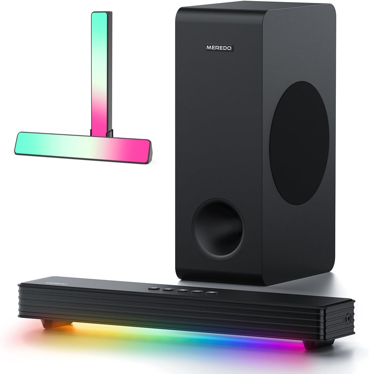 MEREDO Sound Bar with Subwoofer & Light Bars