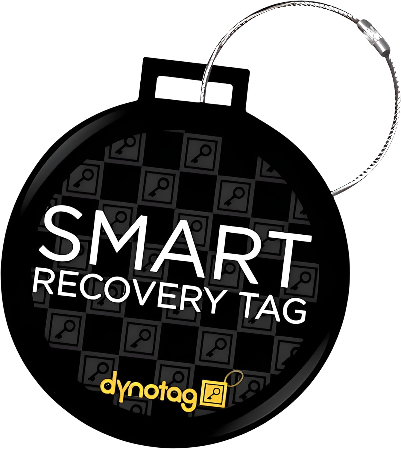 Dynotag® Smart Steel Luggage Tag + Loop | Web Enabled Smart Secure ID with DynoIQ & Lifetime Recovery Service, Perfect for Suitcases, Backpacks, and Carry-Ons