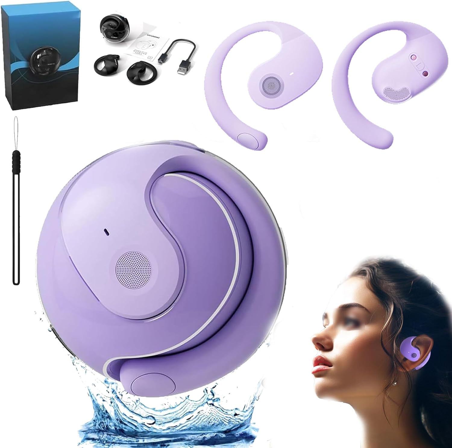 Hy-T26 Pro Wireless Bluetooth Translation Earbuds, AI Headphones Language Translation, AI Translator Earbuds Real Time High Precision Translation, Effortless Conversations in 75+ Languages (Purple)