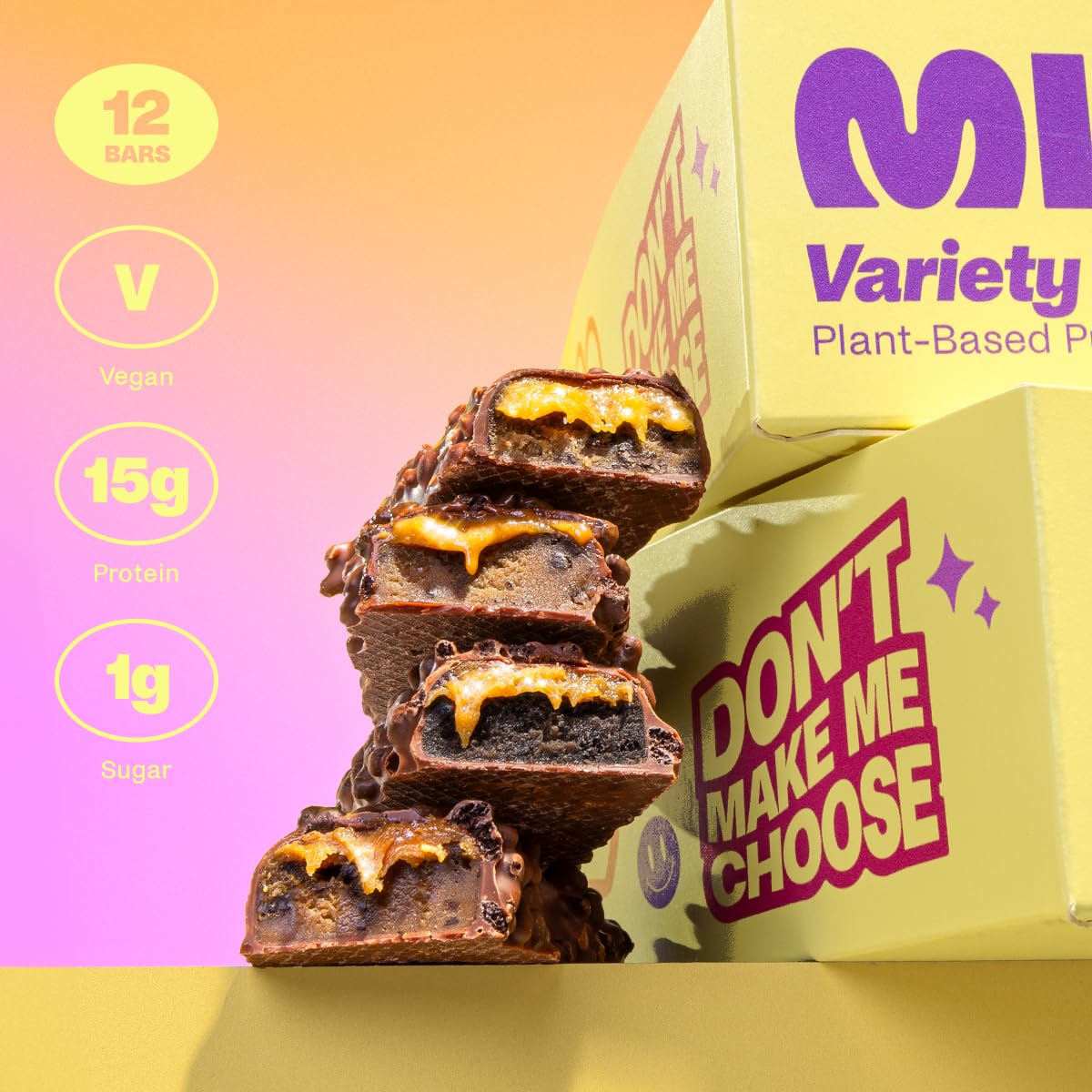 Misfits Vegan Protein Bars – Updated Recipe | Plant Based, Low Sugar & Carb, High Fiber Snacks | Variety Pack of 12 (4 Flavors)