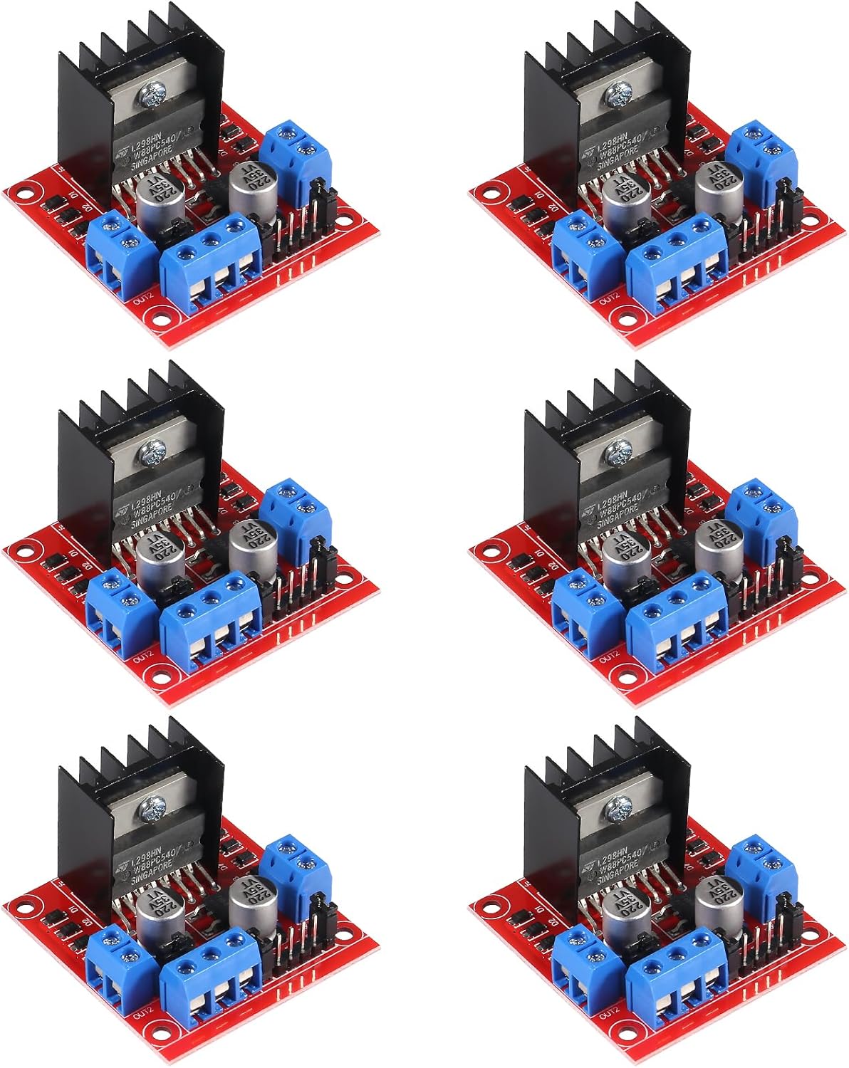 6pcs L298N Motor Driver Controller Board Module DC Stepper Motor Dual H-Bridge for Arduino