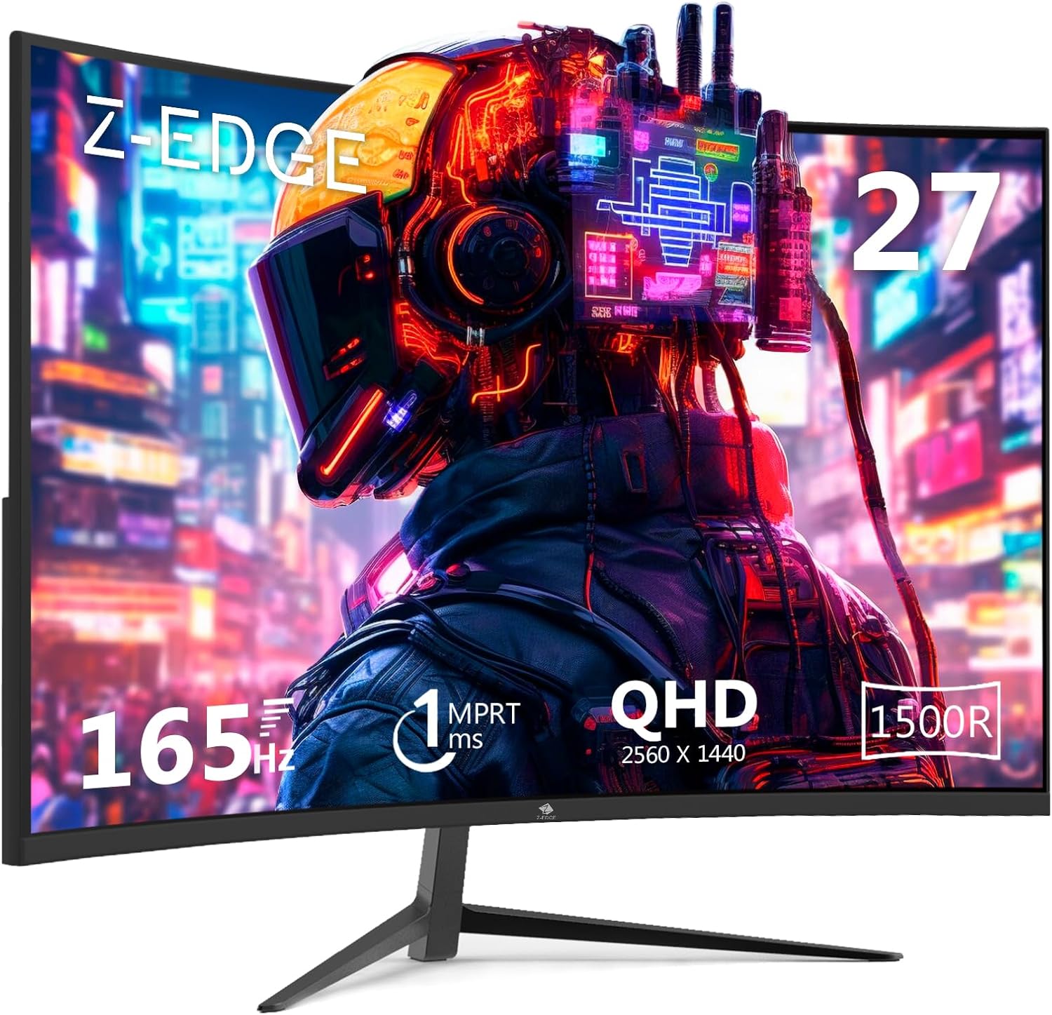 Z-Edge 27-inch Curved Gaming Monitor 16:9 2560×1440 165/144Hz 1ms Frameless LED Gaming Monitor, UG27Q AMD Freesync Premium Display Port HDMI