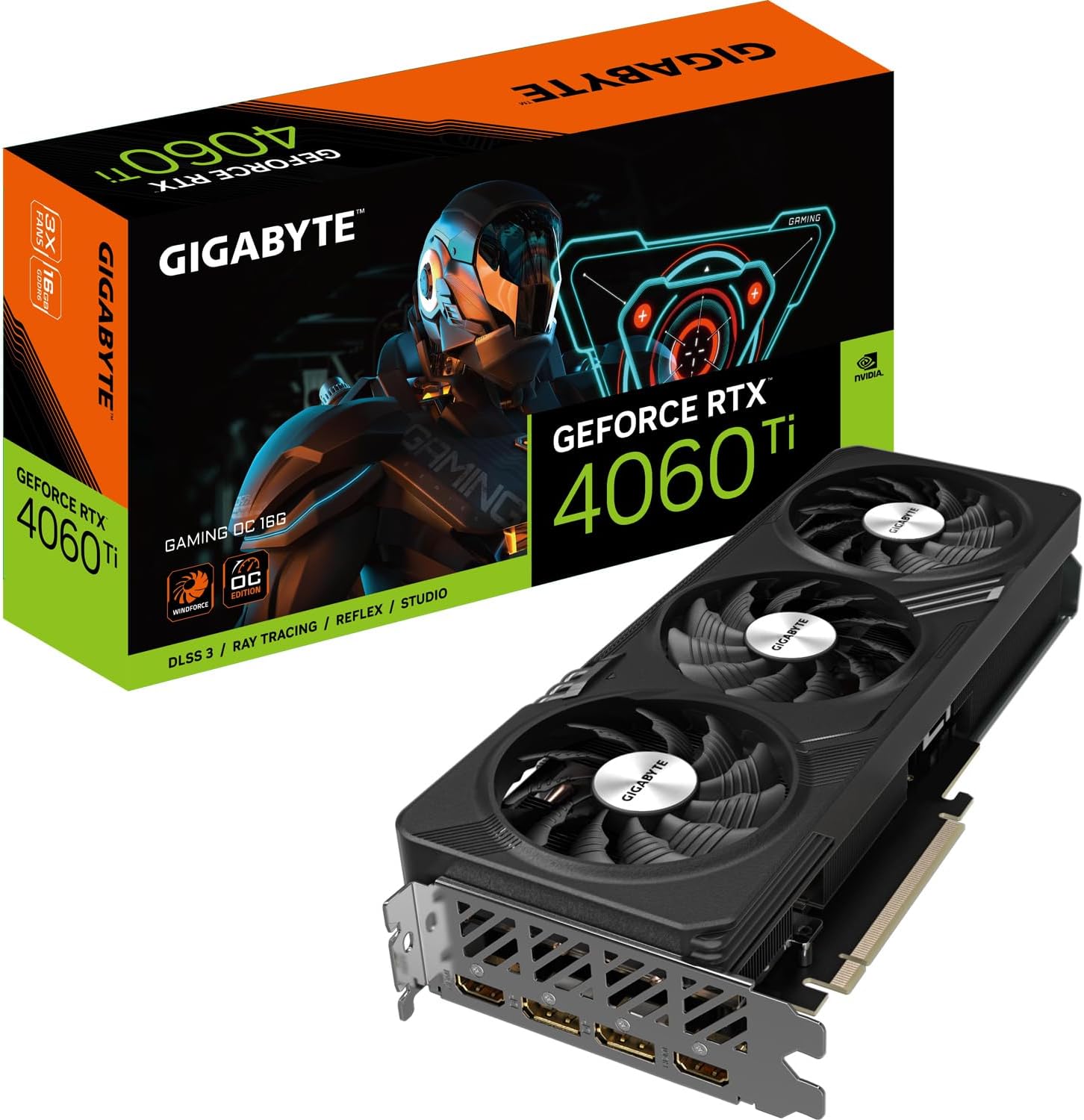 GIGABYTE NVIDIA GeForce RTX 4060 Ti Gaming OC Graphics Card – 16GB GDDR6, 128-bit, PCI-E 4.0, 2595MHz Core Clock, 2X DP 1.4, 2X HDMI 2.1a, NVIDIA DLSS 3 – GV-N406TGAMING OC-16GD