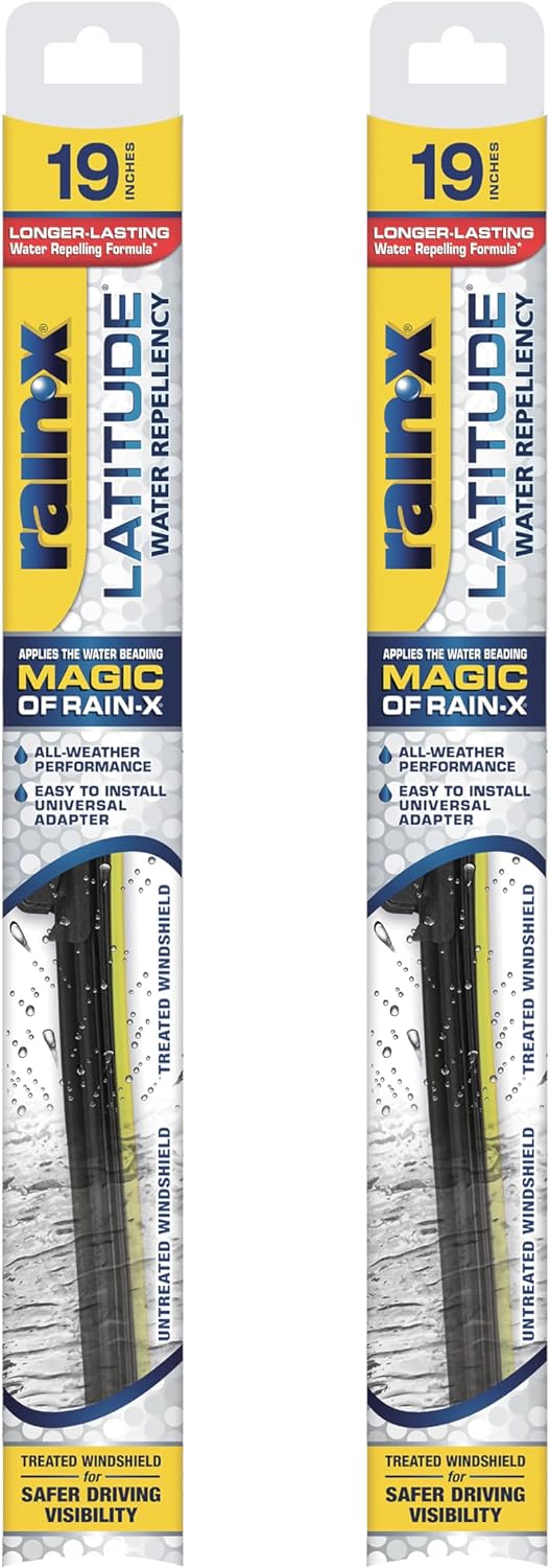 Rain-X 810169 Latitude 2-In-1 Water Repellent Wiper Blades, 19 Inch Windshield Wipers (Pack Of 2), Automotive Replacement Windshield Wiper Blades With Patented Rain-X Water Repellency Formula