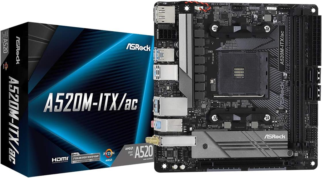 ASRock A520M-ITX/AC Supports 3rd Gen AMD AM4 Ryzen / Future AMD Ryzen Processors (3000 and 4000 Series Processors) Mini ITX Motherboard