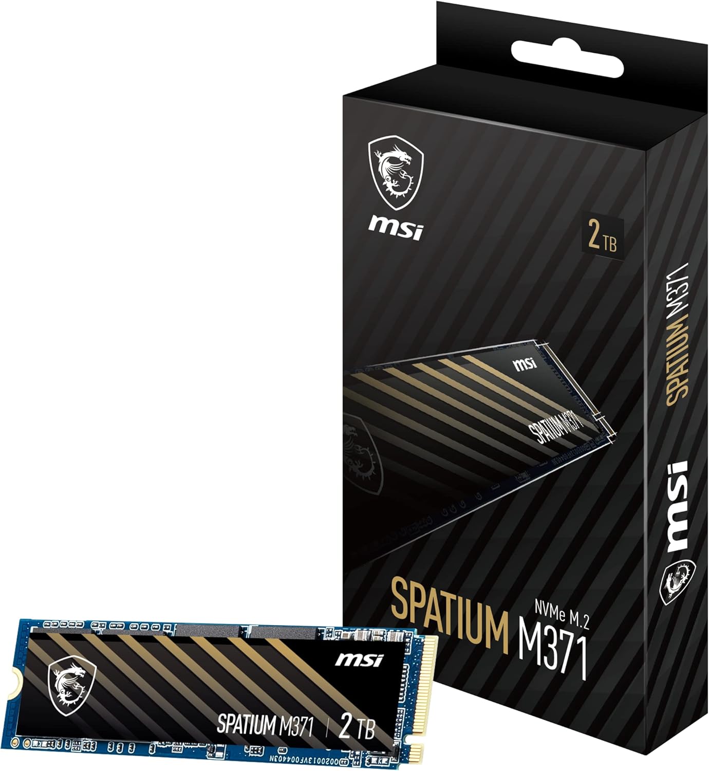 MSI SPATIUM M371 NVMe M.2 2TB Internal SSD PCIe Gen3 NVMe 3D NAND (SPATIUM M371 NVMe M.2 2TB)