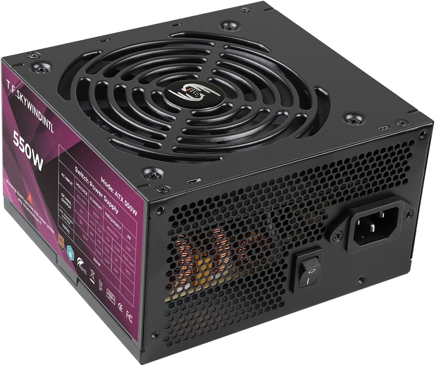 550W Power Suppy 80 Plus Bronze Non Modular Gaming PC PSU Full Voltage 110/220V Active PFC for Desktop Server