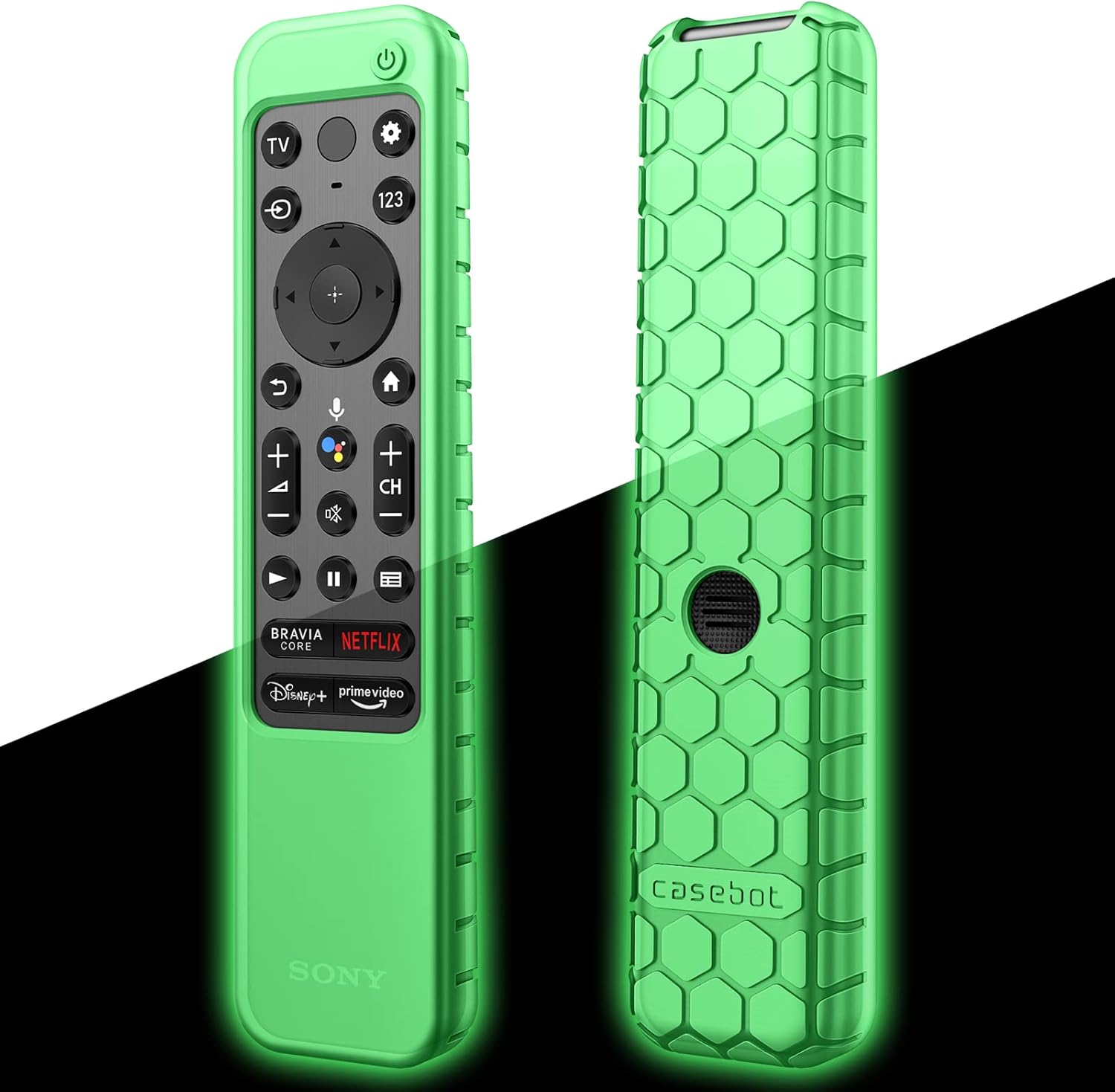 Fintie Protective Case for Sony RMF-TX810U RMF-TX910U RMF-TX800U RMF-TX900U Voice Remote Control 2023/2022, Honey Comb Lightweight Anti Slip Shockproof Silicone Cover for Sony TV Remote, Green-Glow