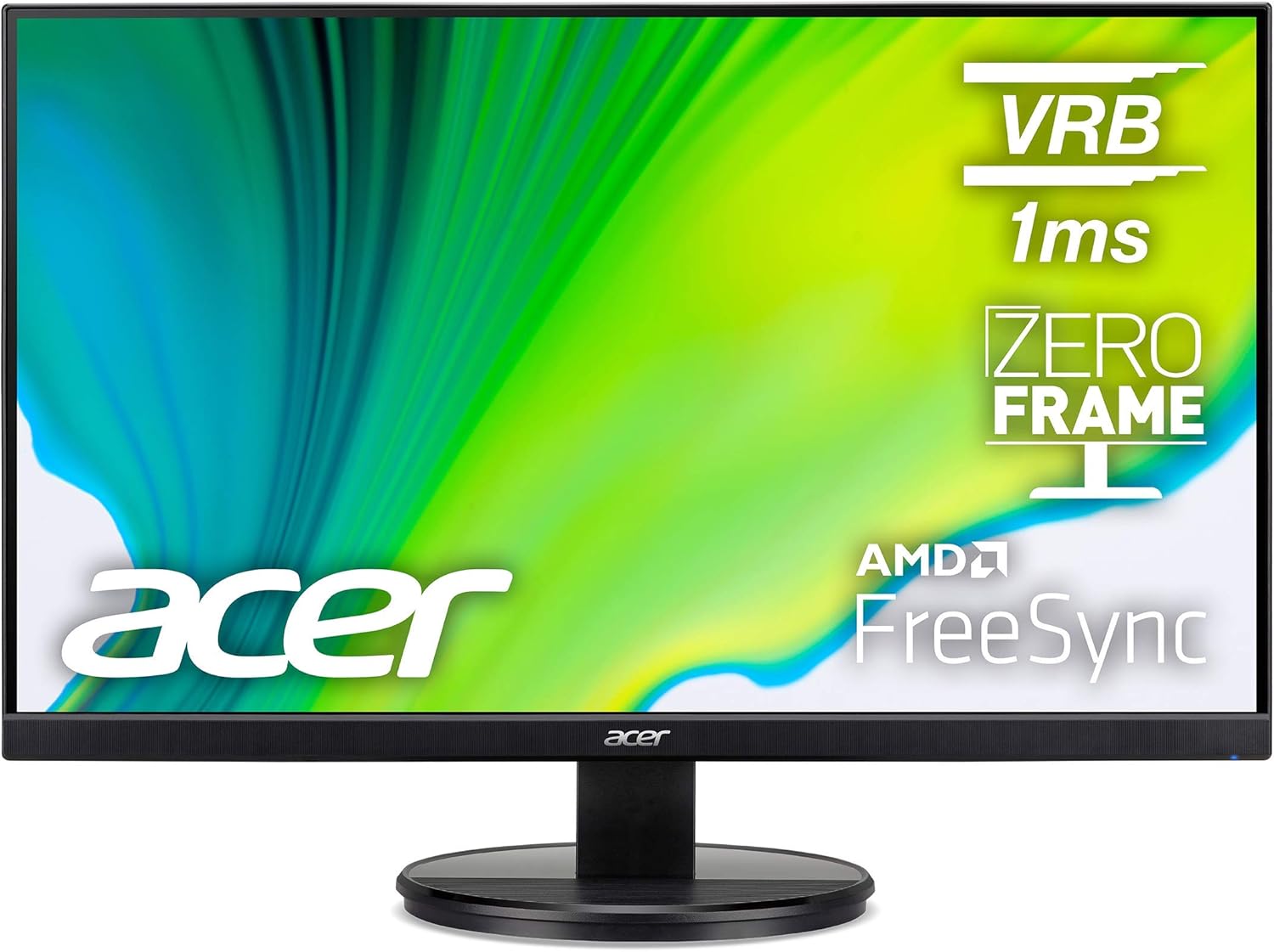 Acer 27.0” 1920 x 1080 VA Zero-Frame Office Home Computer Monitor – AMD FreeSync – 75Hz Refresh – 1ms VRB – Low Blue Light Filter – Tilt and VESA Compatible – HDMI Port 1.4 & VGA Port KB272HL Hbi