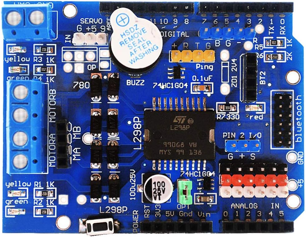 HiLetgo L298P DC Motor Drive Module L298P DC Motor Drive Shield H-Bridge Drive Expansion Board High-Power DC Stepper Motor Controller for Arduino