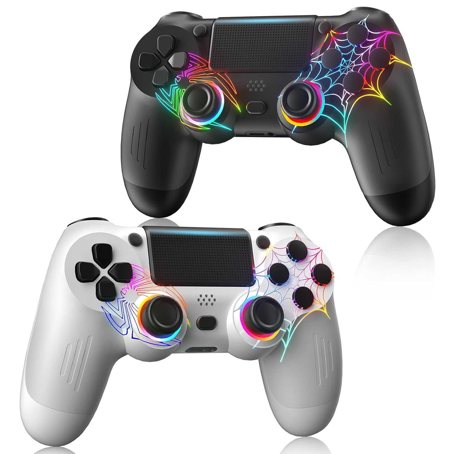 Controller Wireless for PS4 – Spider Pattern Design, 1000mAh Battery, Adjustable RGB, Double shock, 6-Axis Gyro, Built-in Speaker, 3.5mm Audio Jack, Controller fit for PlayStation 4/Pro/Slim/PC