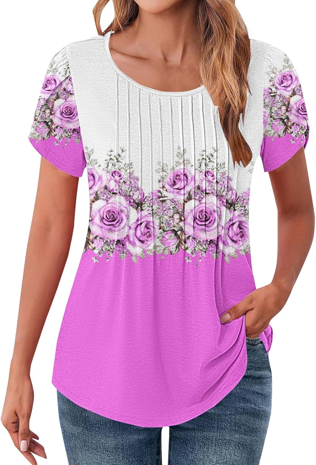 Womens Tunic Tops,Oversized Business Casual Shirts Loose Fit Short Sleeve Summer Fashion Classic Tops