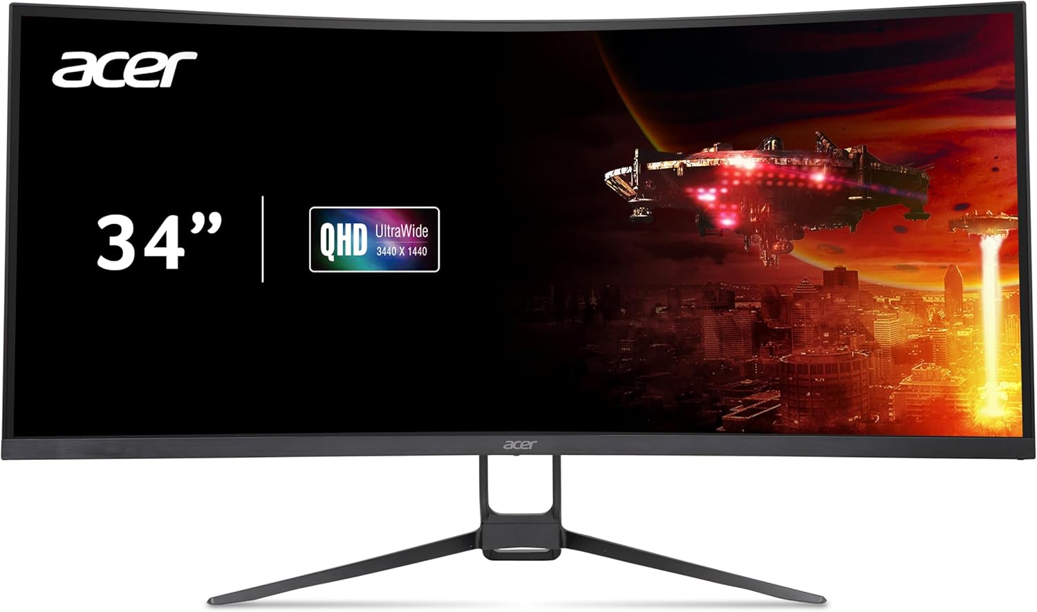 acer Nitro 34″ UWQHD 3440 x 1440 1000R Curved PC Gaming Monitor | AMD FreeSync Premium | 240Hz Refresh | Up to 0.5ms | AdobeRGB 90% | HDR 10 | 1 x DP 1.4 & 2 x HDMI 2.1 | EDA343CUR Xbmiippx