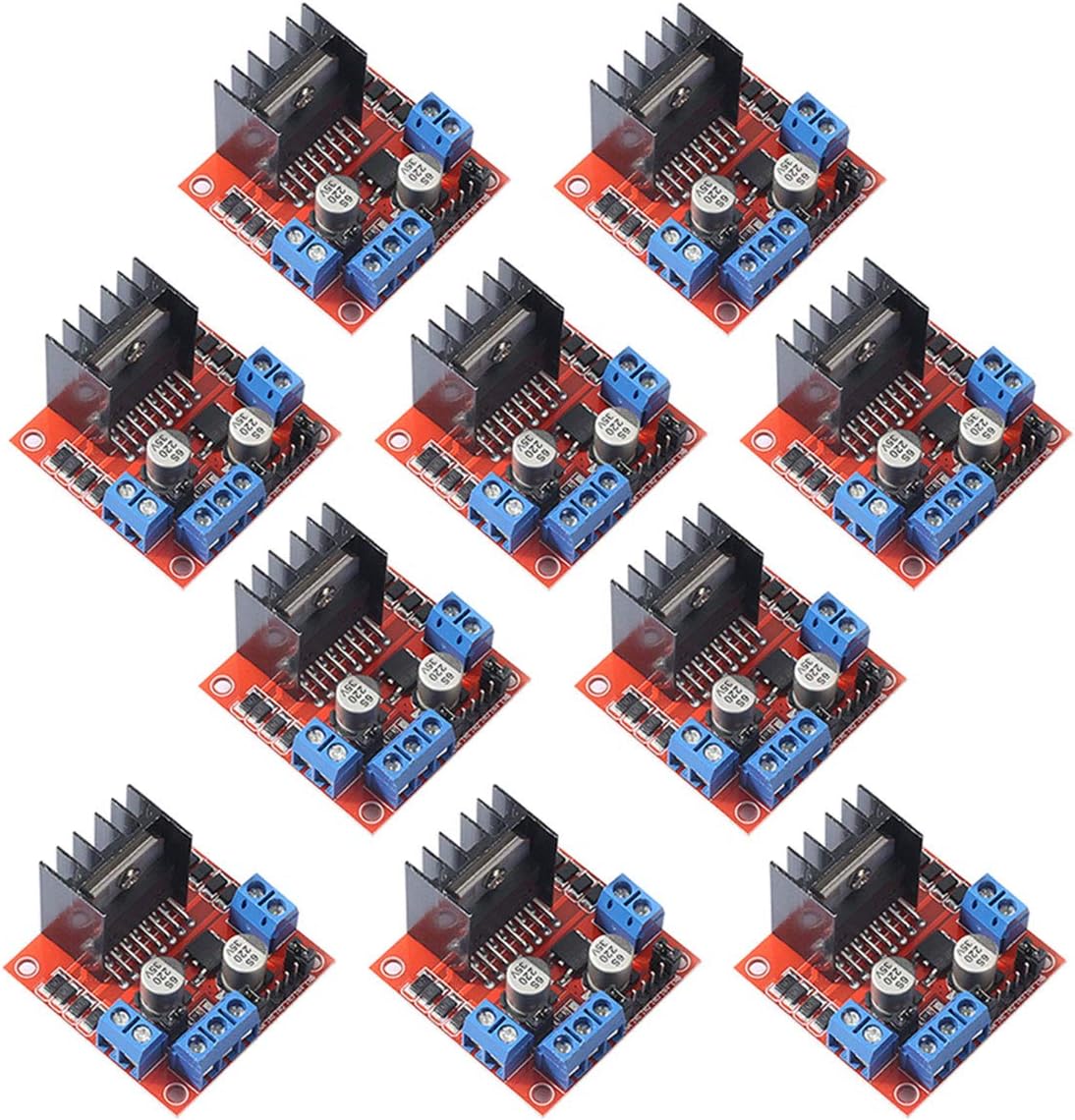 DEVMO 10 Packs L298N Motor Drive Controller Board Module Dual H Bridge DC Stepper Compatible with Ar-duino Electric Projects, Smart Car Robot