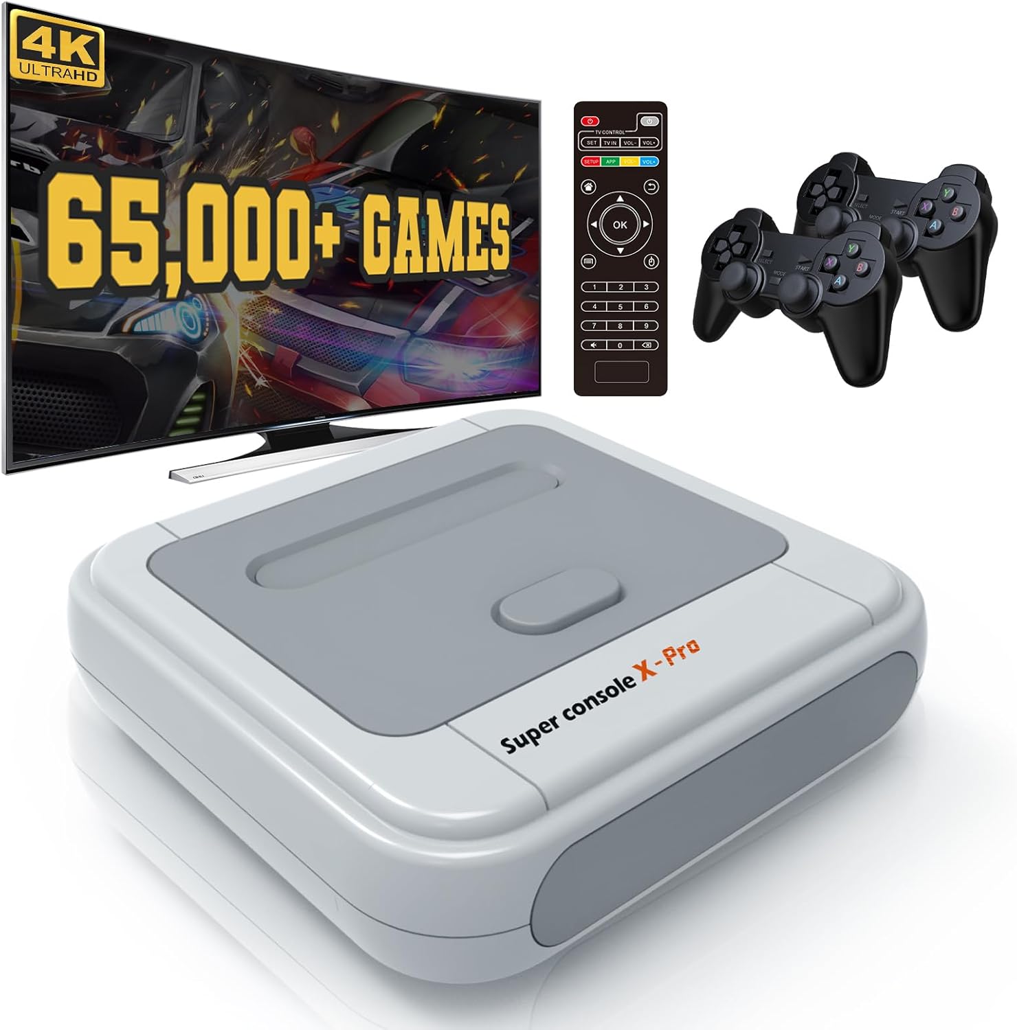 Kinhank Retro Game Console 256GB, Super Console X PRO Built-in 65,000+ Games, Video Game Console Systems for 4K TV HD/AV Output, Dual Systems (256G)