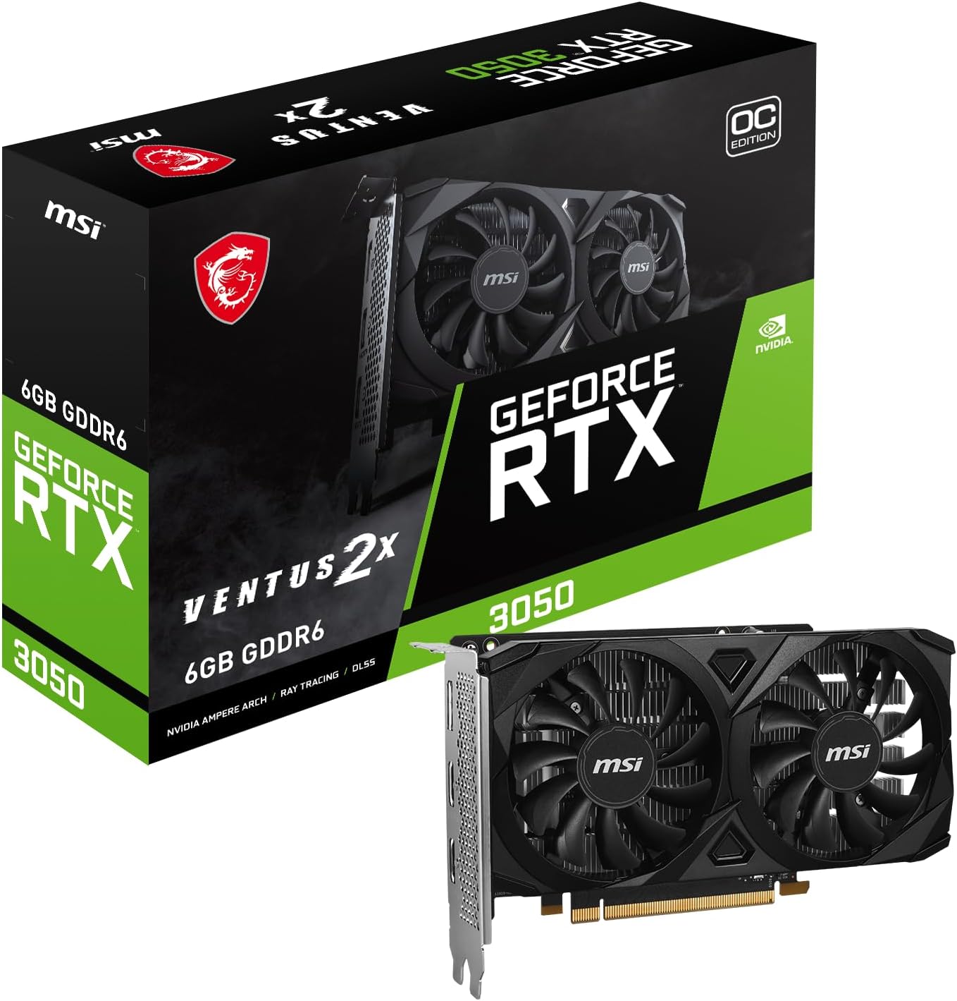 MSI, GeForce RTX 3050 Ventus 2X E 6G OC