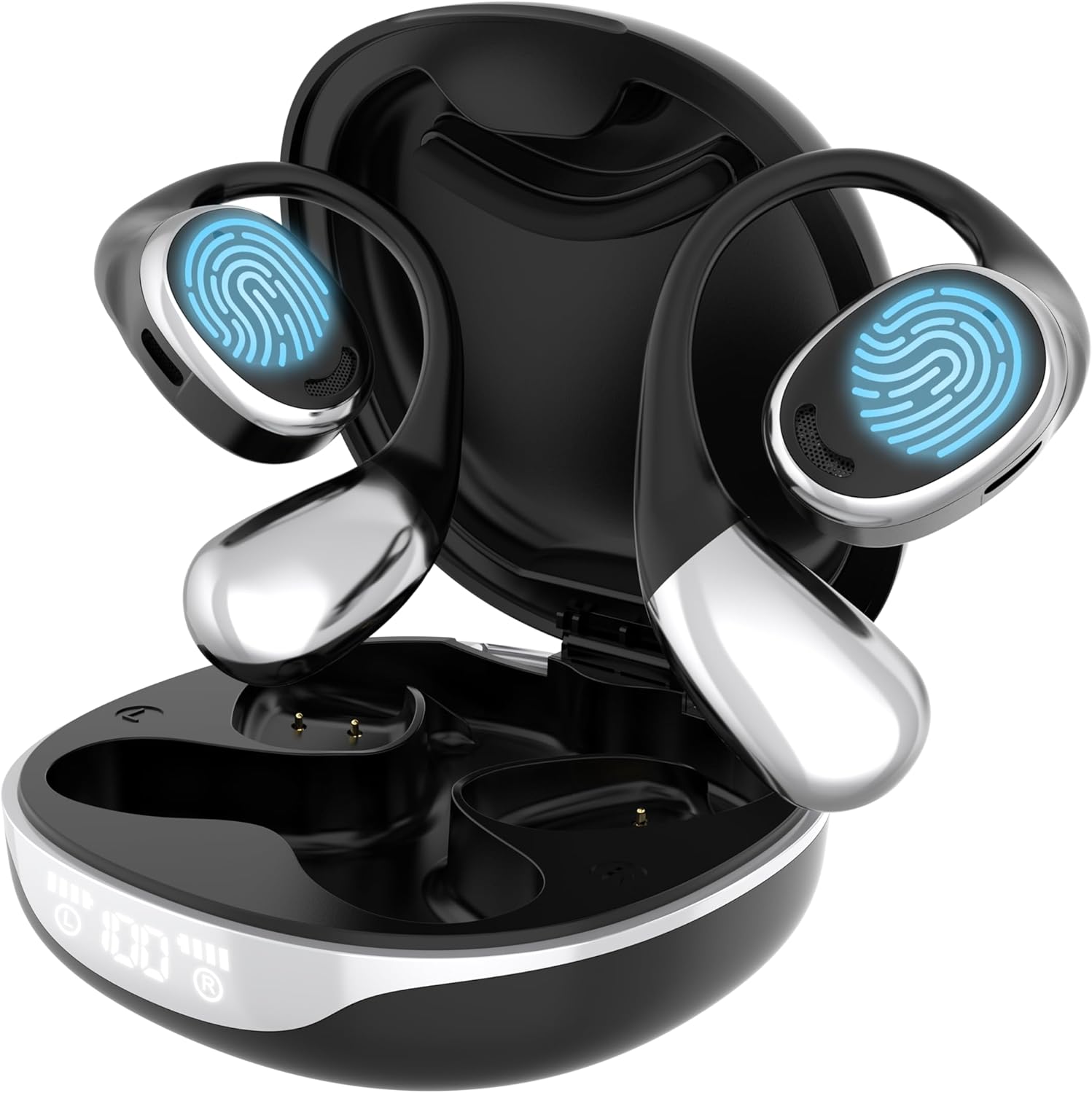 AI OWS Translation Earbuds: 3-in-1 Translator Earphones 144 Languages & Accents & 8 Offline Translation Packs HD Sound Quality Long Battery Life, Ideal for Travel & Business, Matte Black