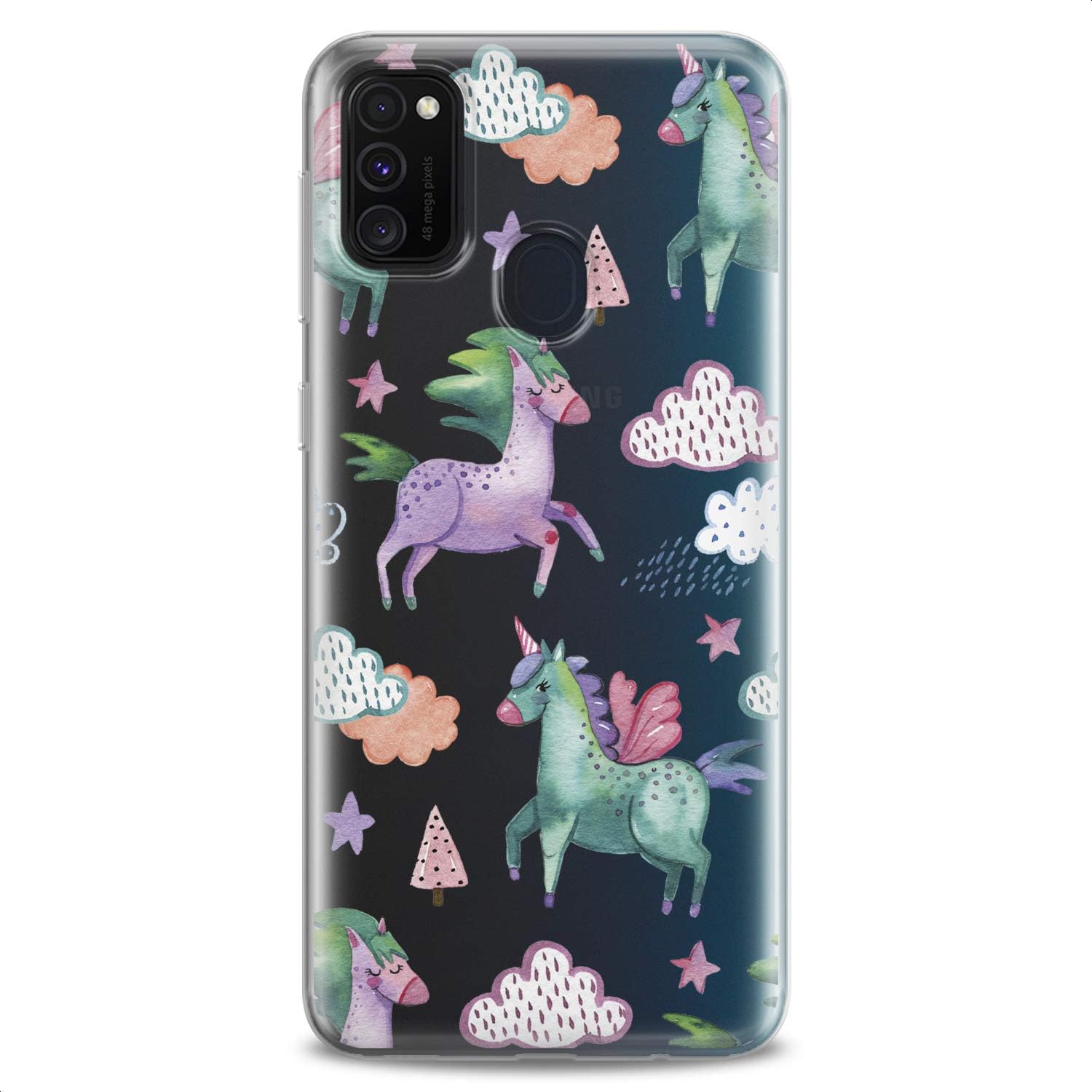 TPU Case Compatible with Samsung Galaxy F52 5G F23 M80s M62 M30 F62 M20 M10 M02 Clear Animal Unicorn Pattern Teen Kawaii Horse Soft Kids Girls Print Design Flexible Silicone Slim fit Cute Cute