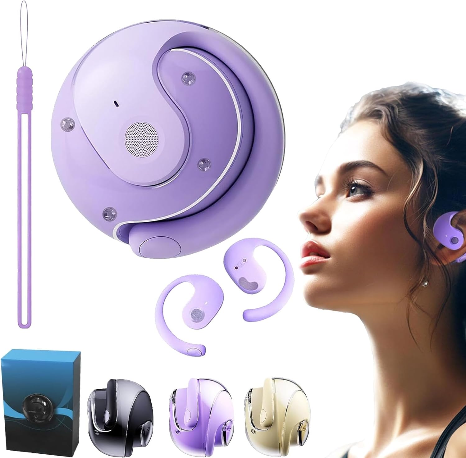 Hy-T26 Pro Wireless Bluetooth Translation Earbuds, Hy-T26 Pro Language Translator, Real Time Translation Earbuds, Supports 75 Languages, Portable Translator Device (Purple)