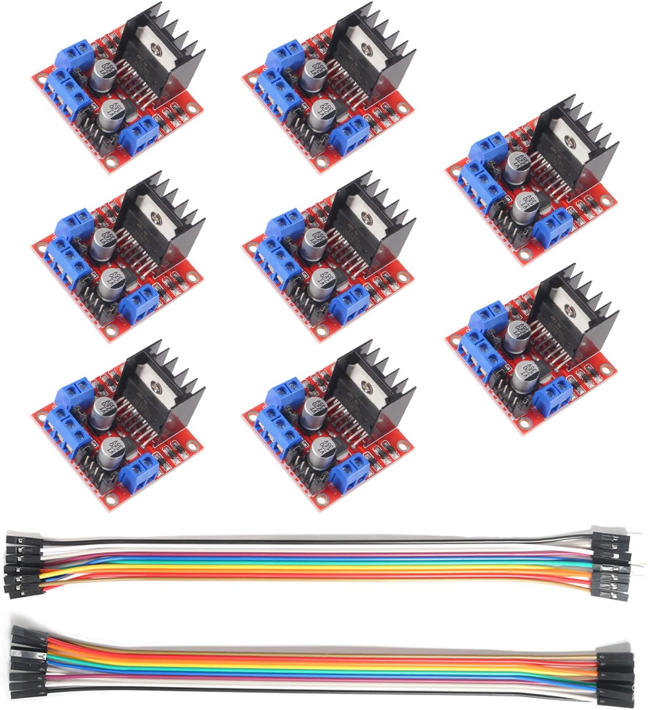 8PCS L298N Motor Drive Controller Board Dual H Bridge DC Robot Stepper Motor Compatible with Electric Projects, Smart Car Robot