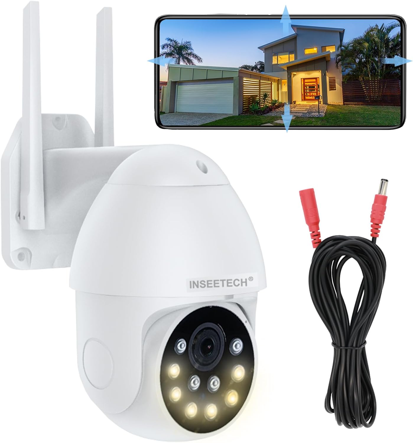 4MP Tuya Smart Camera Outdoor – 2.4/5GHz Wireless Security PTZ Cam with Floodlight, WiFi Home Camera, Auto Tracking, Siren, Night Vision, 16ft Cable – Ideal for Backyard Garden Surveillance