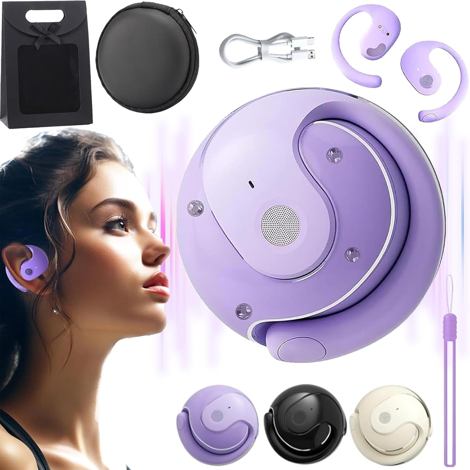 Endurancet-01 Translator Headphones, Endurance Earbuds, Sent Dream Earbuds, Sentdream Earpiece, Al Translation Wireless Bluetooth Earphones, Translating Earbuds Real Time, 75 Languages (Purple)